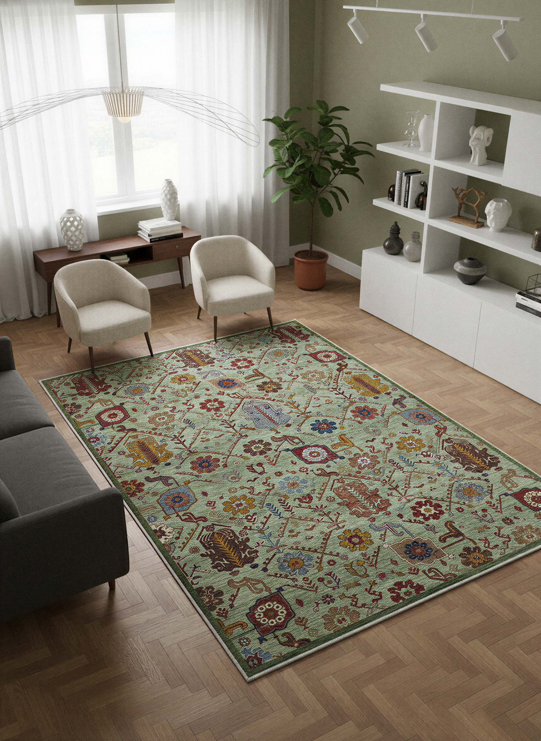 Arte VN010-1 Vintage Klasik Desenli Dekoratif Şönil Halı