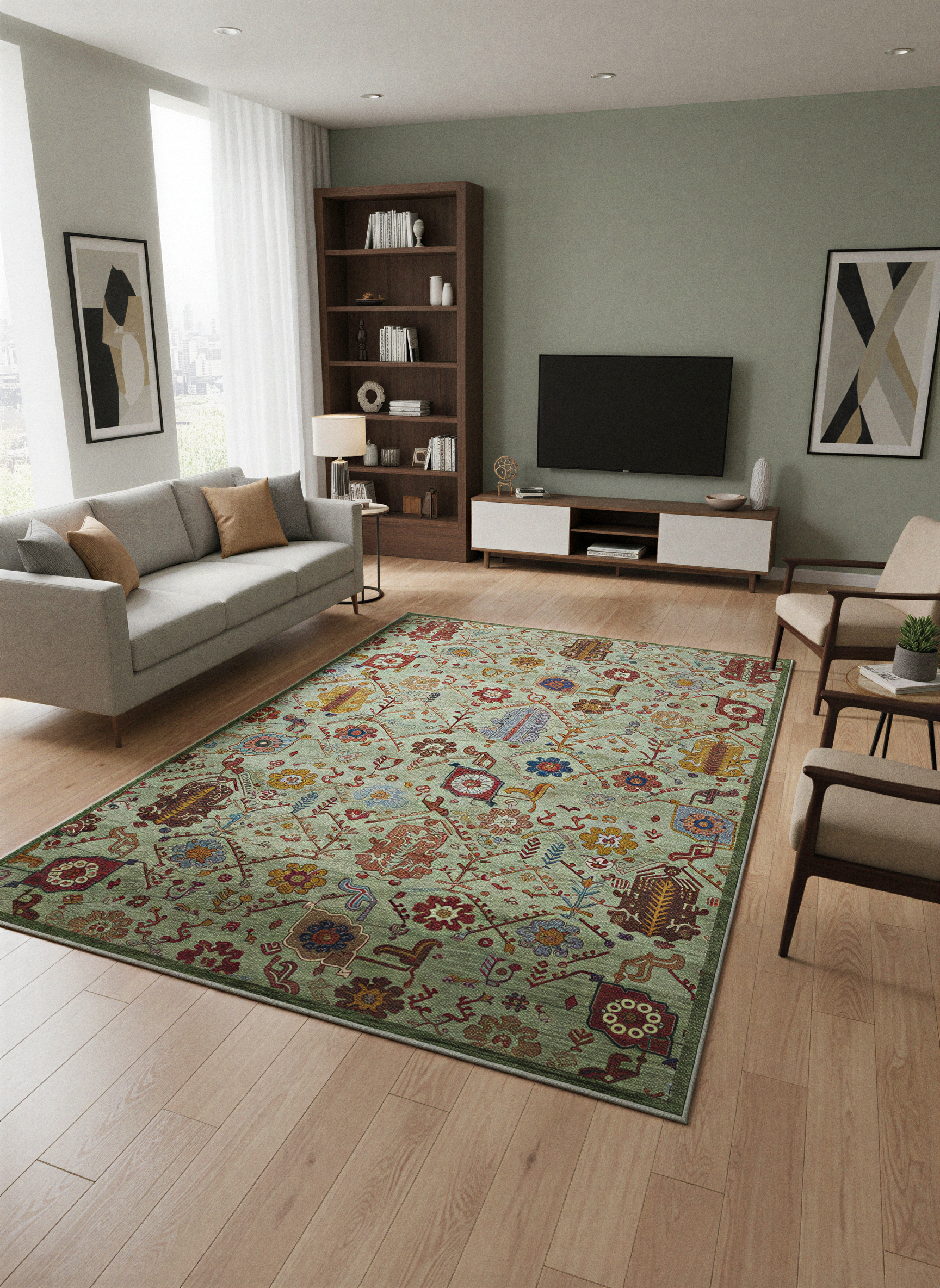 Arte VN010-1 Vintage Klasik Desenli Dekoratif Şönil Halı