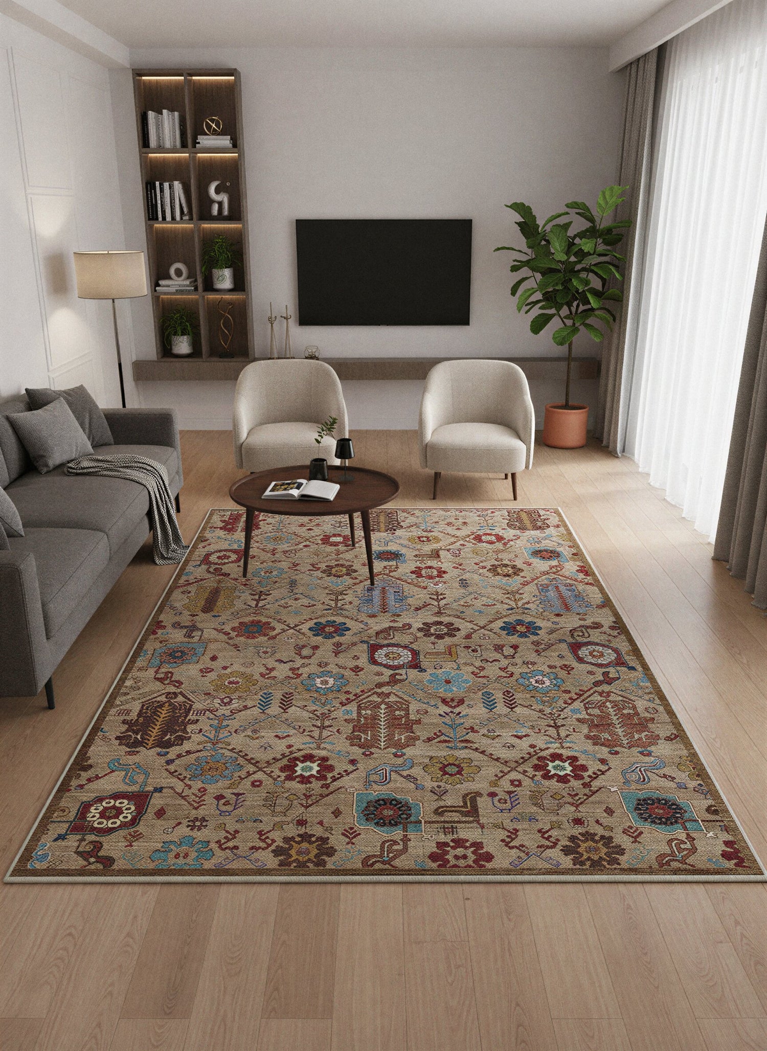 Arte VN010-2 Vintage Klasik Desenli Dekoratif Şönil Halı