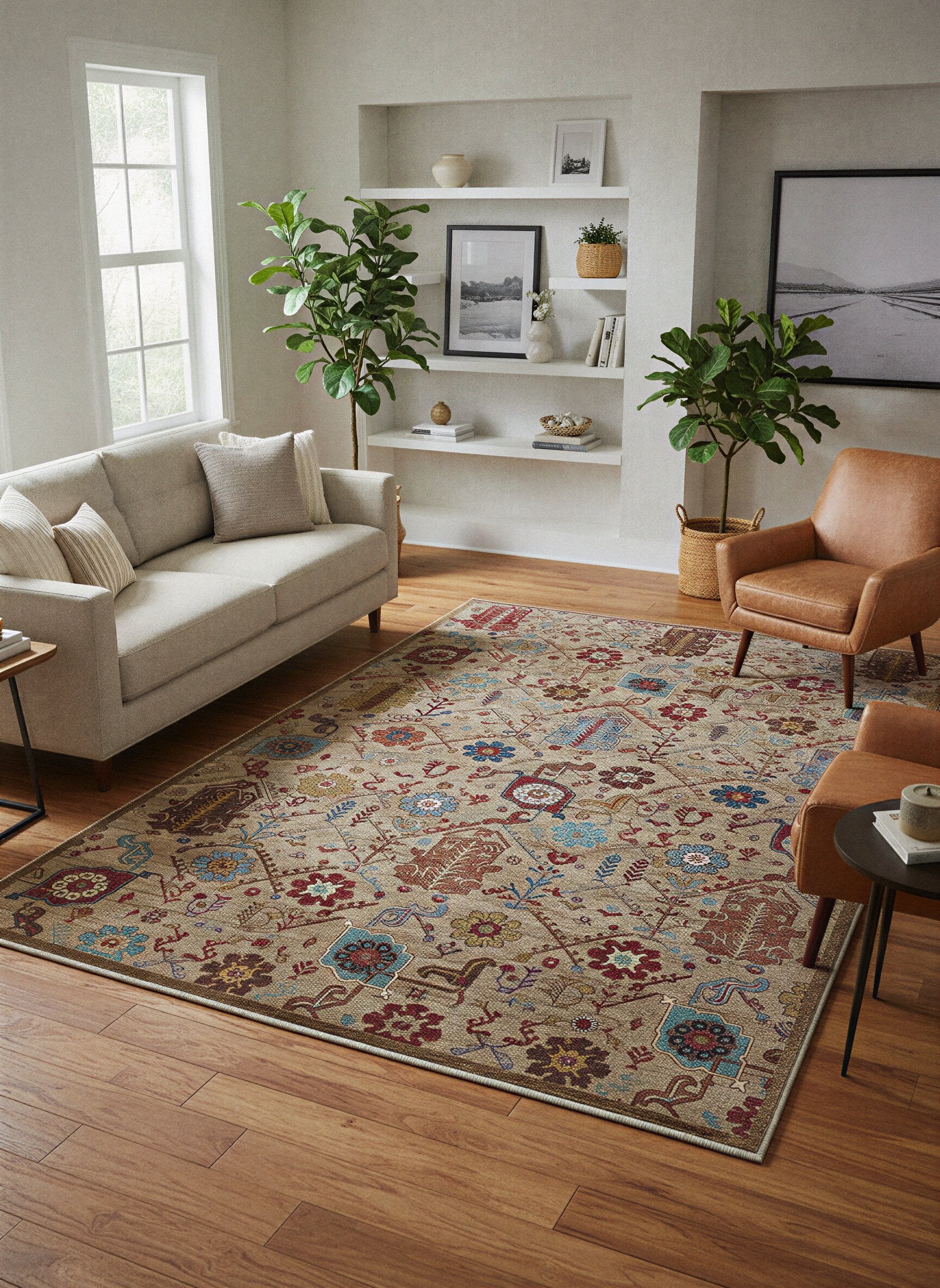 Arte VN010-2 Vintage Klasik Desenli Dekoratif Şönil Halı