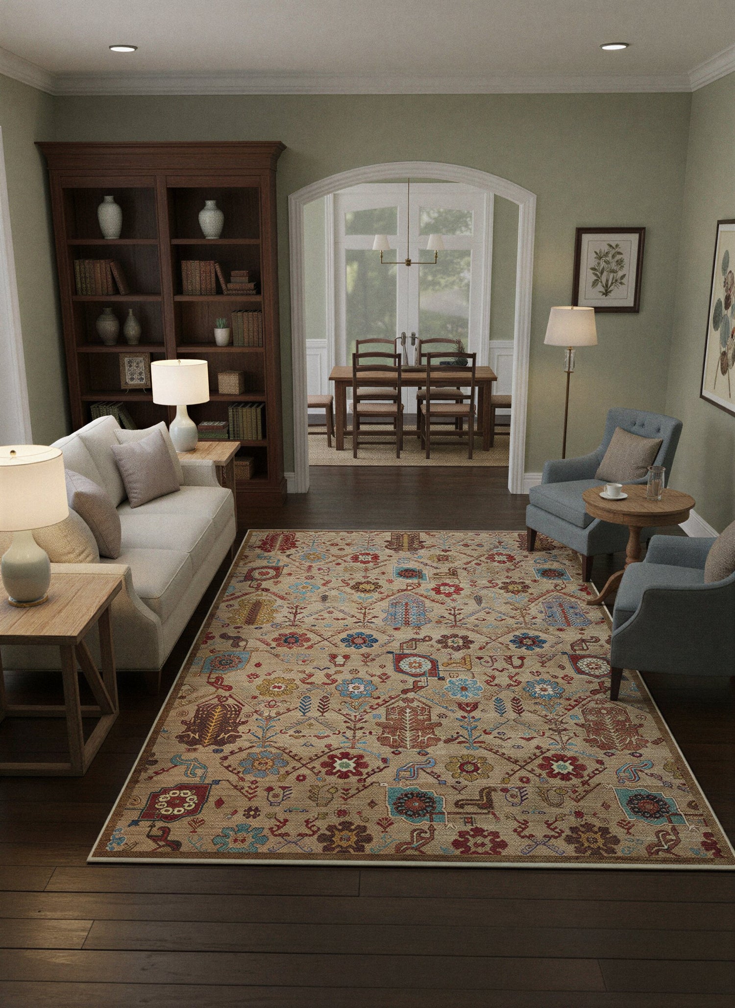 Arte VN010-2 Vintage Klasik Desenli Dekoratif Şönil Halı