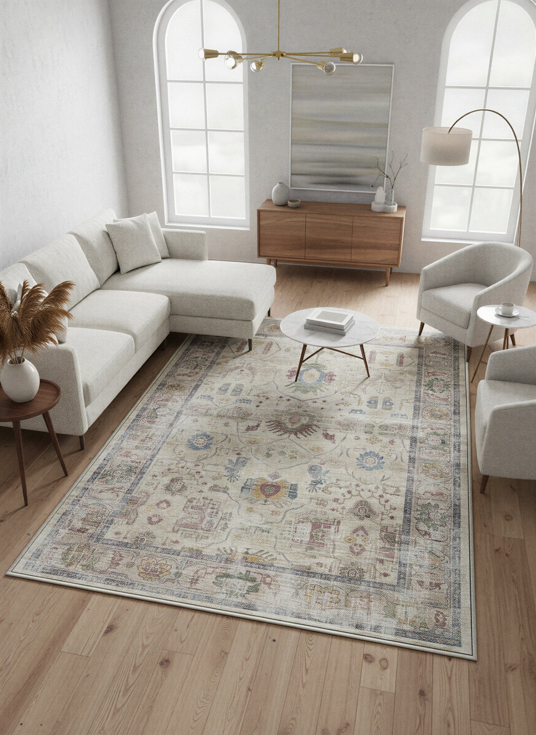 Arte VN011 Vintage Klasik Desenli Dekoratif Şönil Halı