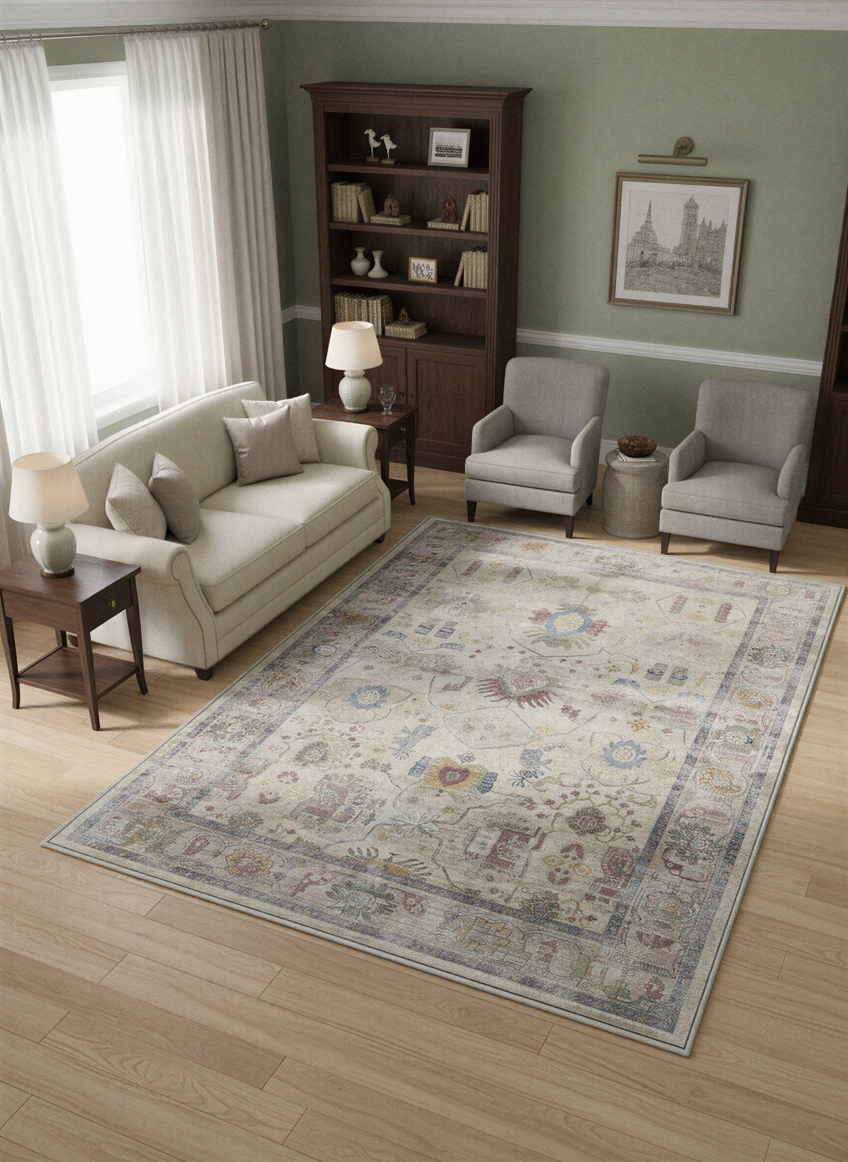 Arte VN011 Vintage Klasik Desenli Dekoratif Şönil Halı