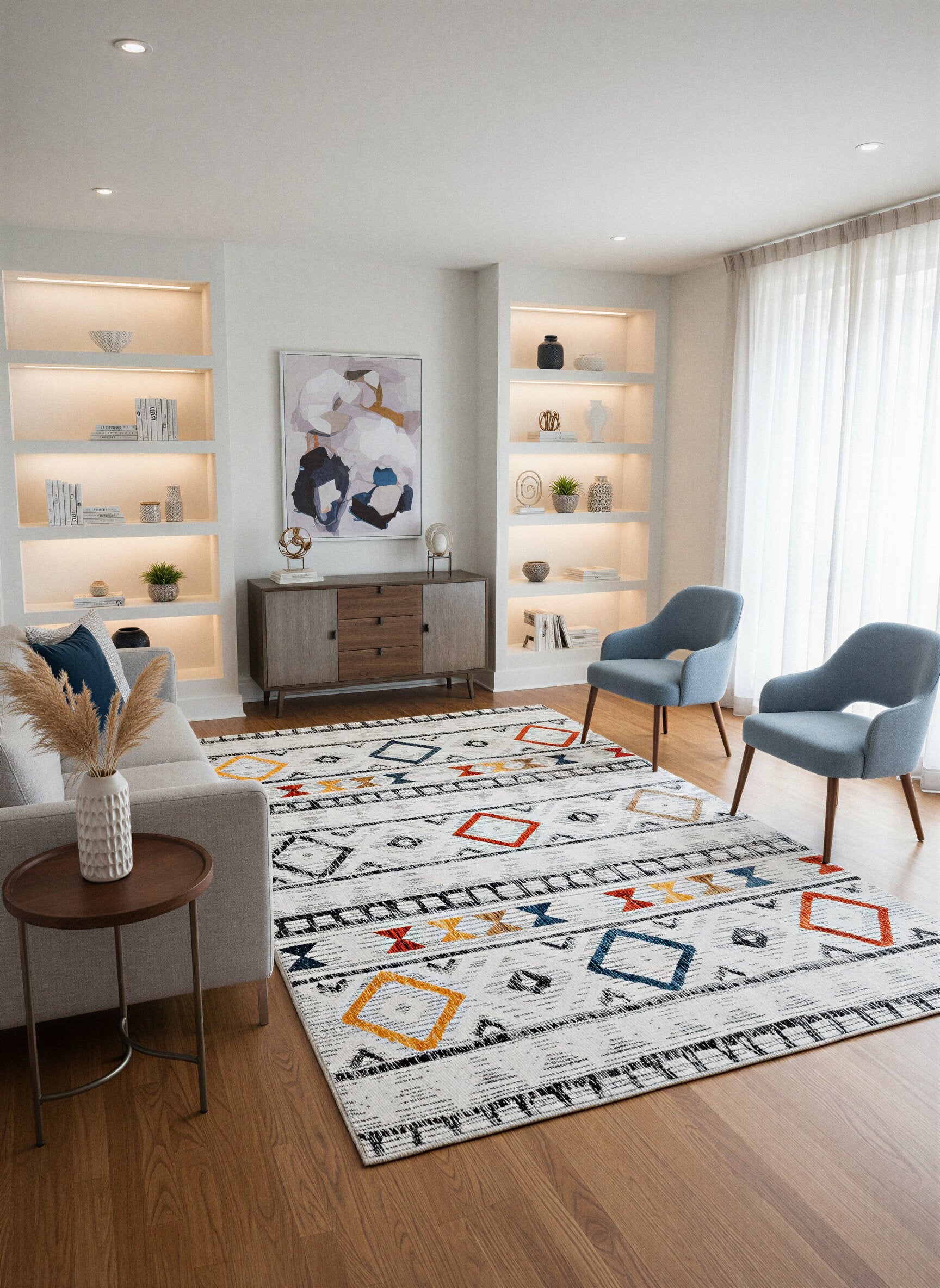 Arte VN012 İskandinav Desenli Renkli Dekoratif Şönil Halı