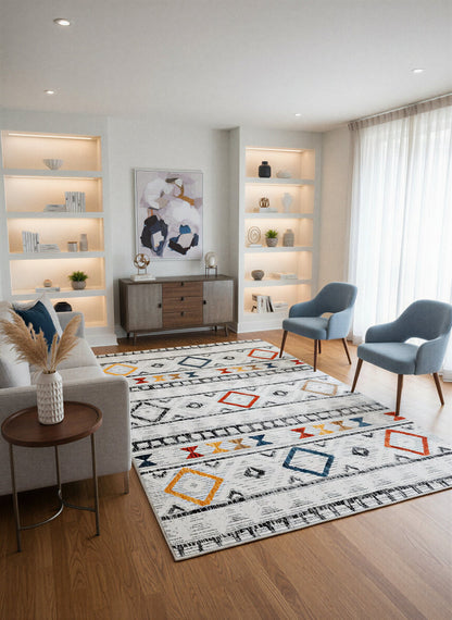 Arte VN012 İskandinav Desenli Renkli Dekoratif Şönil Halı