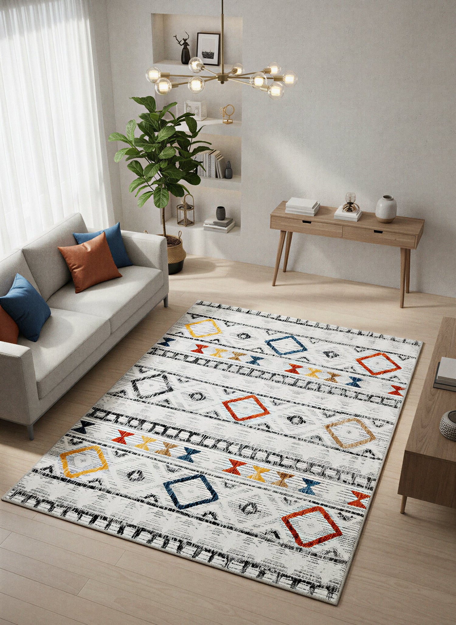 Arte VN012 İskandinav Desenli Renkli Dekoratif Şönil Halı