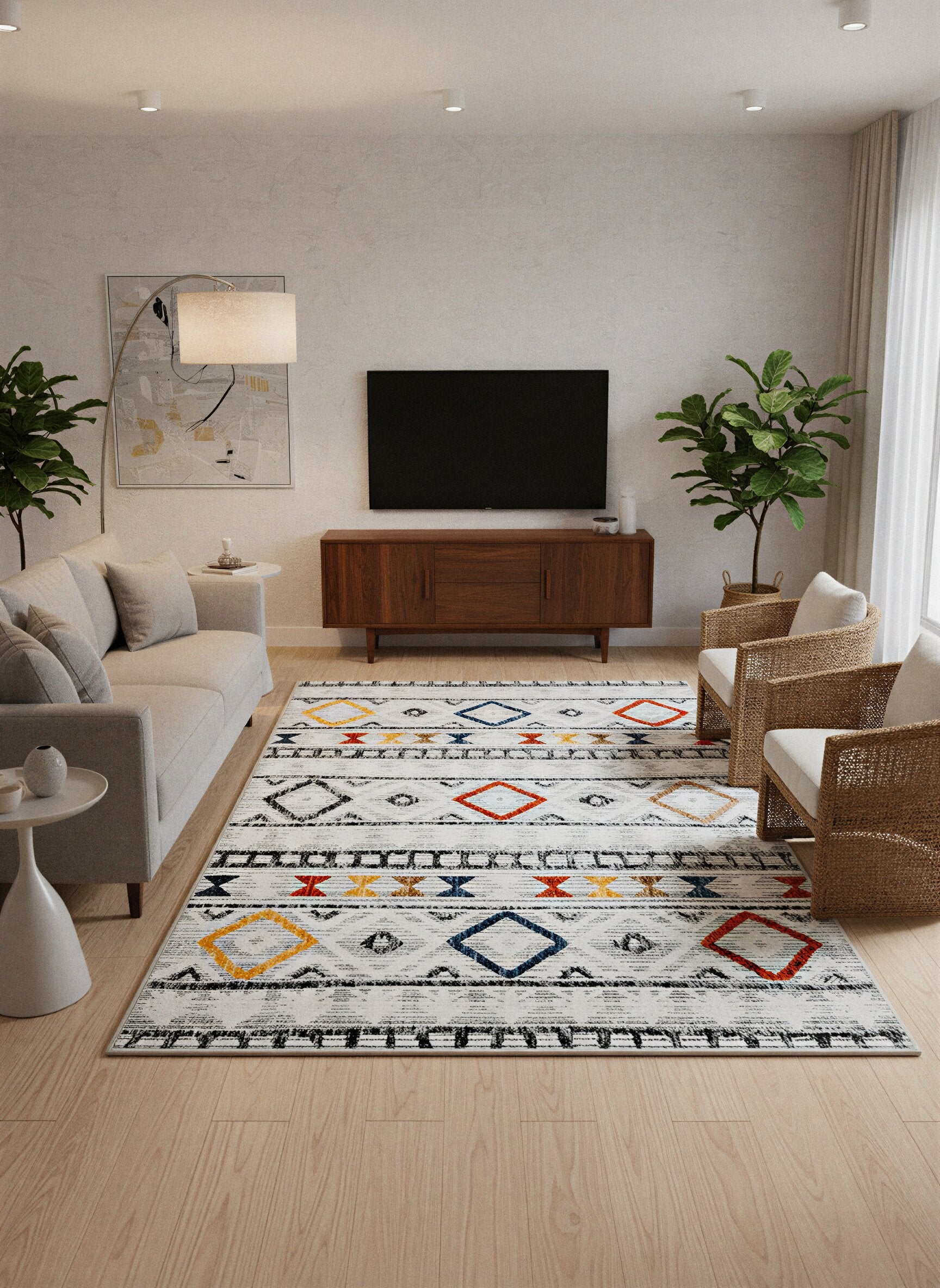 Arte VN012 İskandinav Desenli Renkli Dekoratif Şönil Halı