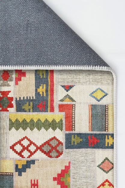 Arte VN014 İskandinav Desenli Renkli Patch Dekoratif Şönil Halı