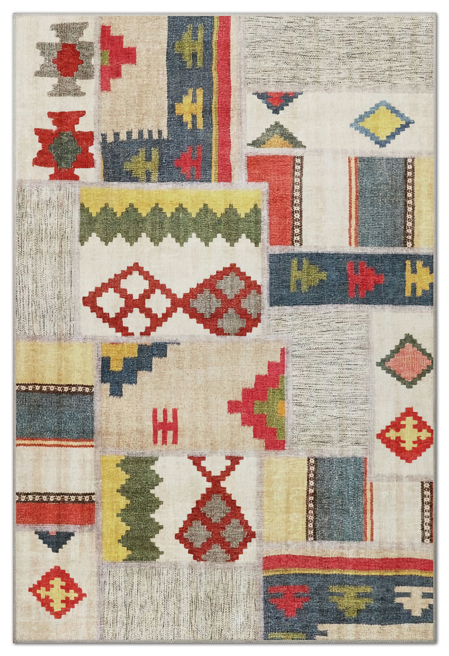 Arte VN014 İskandinav Desenli Renkli Patch Dekoratif Şönil Halı