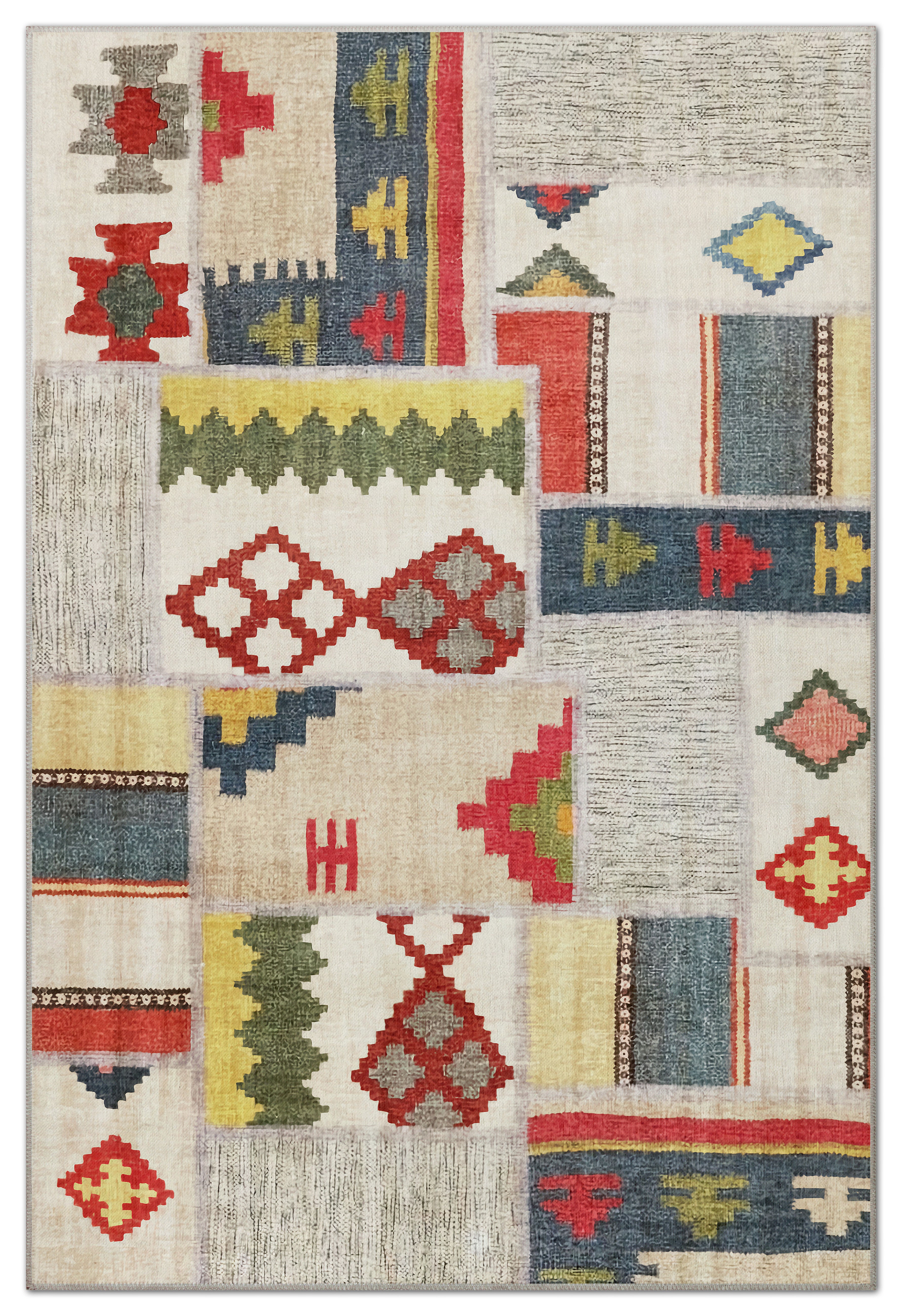 Arte VN014 İskandinav Desenli Renkli Patch Dekoratif Şönil Halı