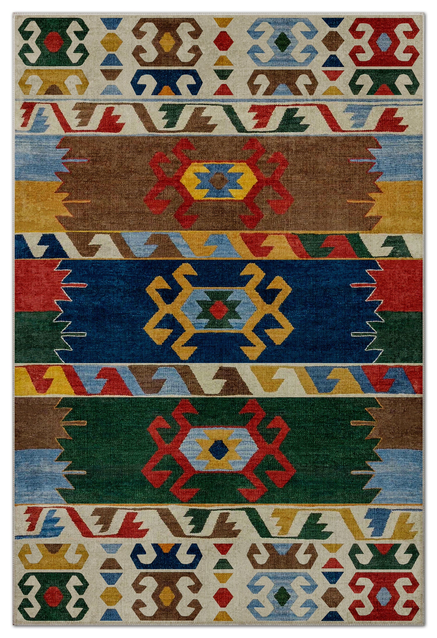 Arte VN015 Etnik Desenli Renkli Dekoratif Şönil Halı