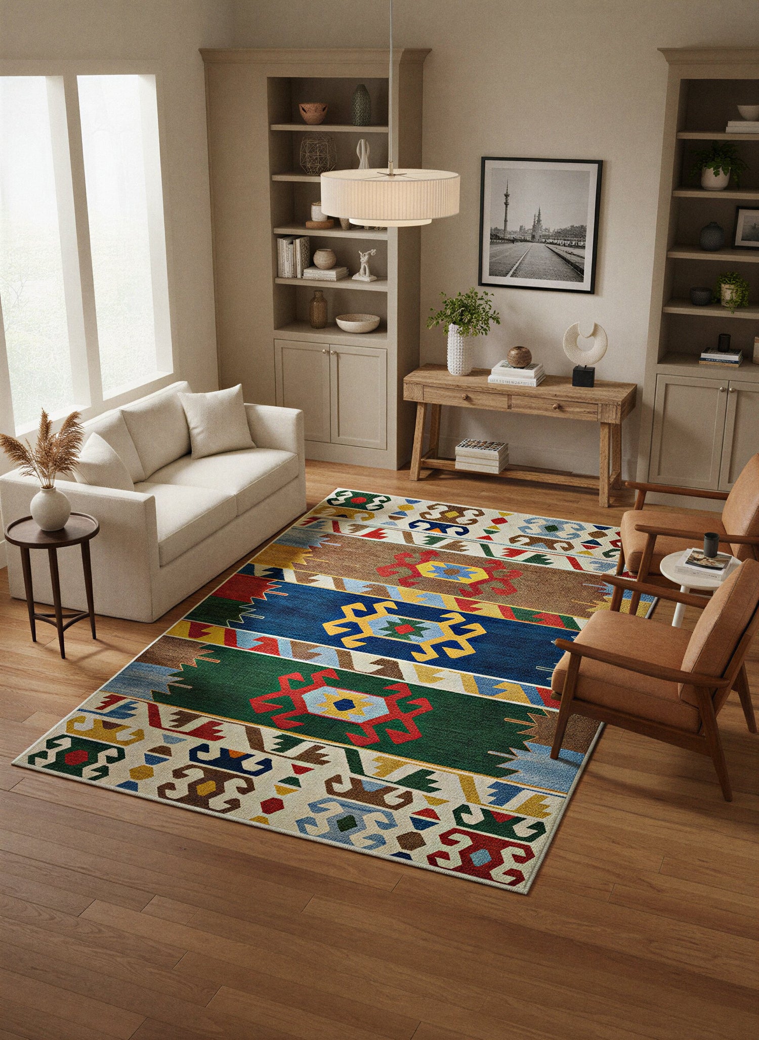 Arte VN015 Etnik Desenli Renkli Dekoratif Şönil Halı