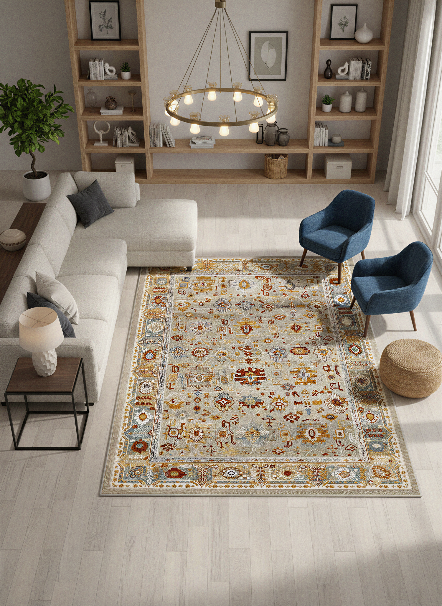 Arte VN016 Vintage Klasik Desenli Dekoratif Şönil Halı