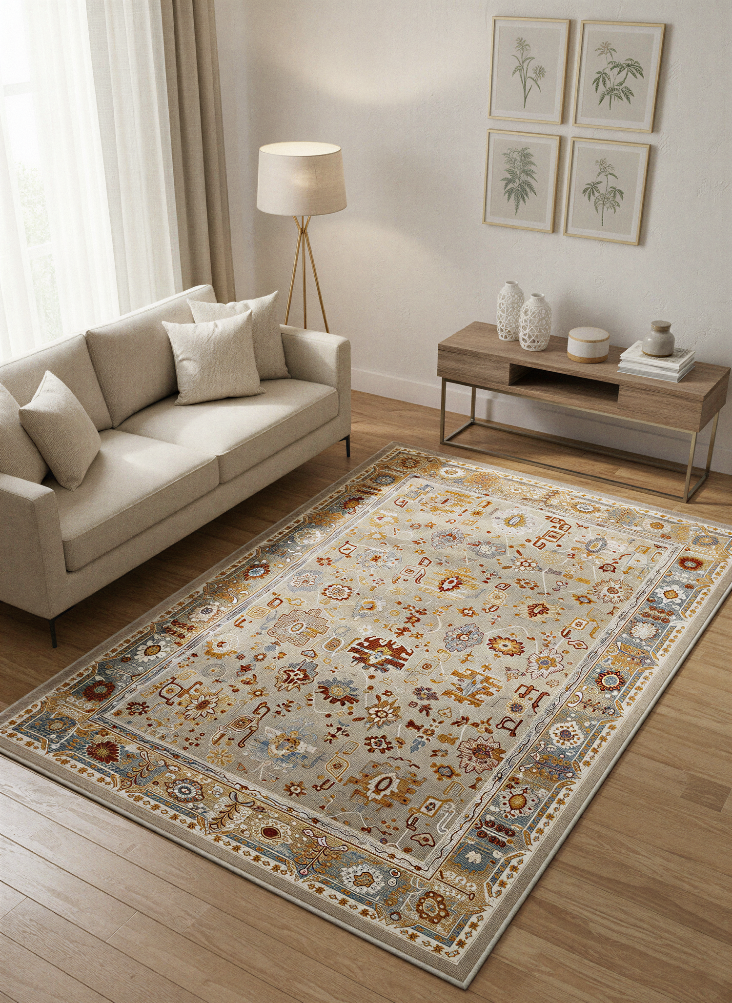 Arte VN016 Vintage Klasik Desenli Dekoratif Şönil Halı