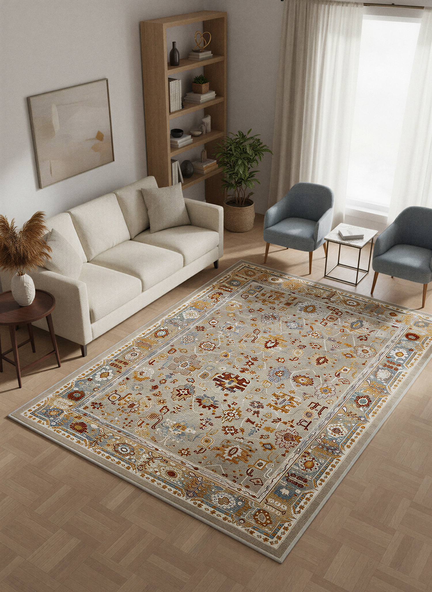 Arte VN016 Vintage Klasik Desenli Dekoratif Şönil Halı