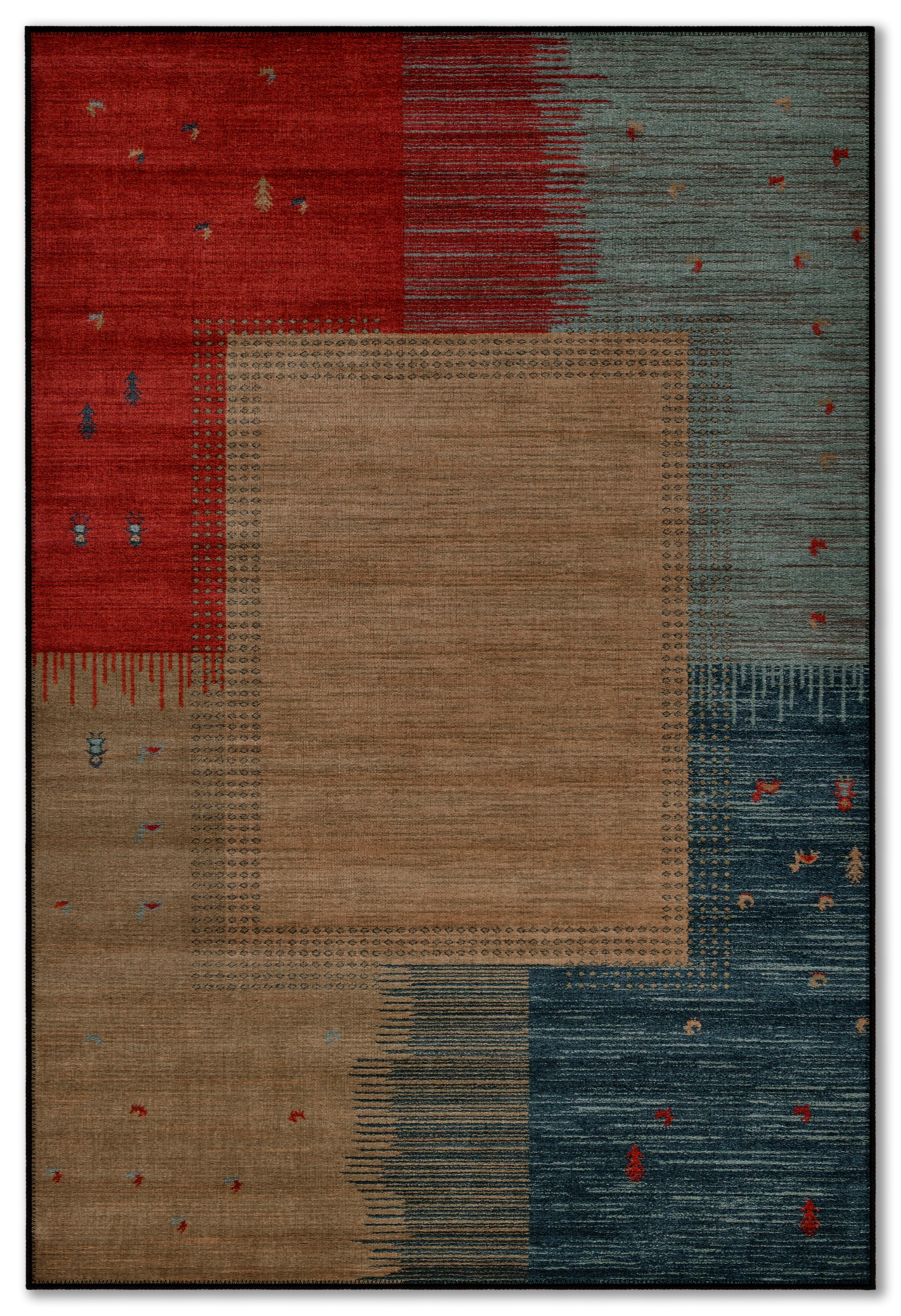 Arte VN017 Modern Desenli Geometrik Figürlü Renkli Dekoratif Şönil Halı