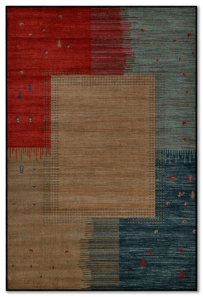 Arte VN017 Modern Desenli Geometrik Figürlü Renkli Dekoratif Şönil Halı