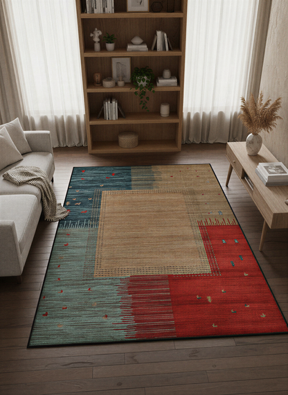 Arte VN017 Modern Desenli Geometrik Figürlü Renkli Dekoratif Şönil Halı