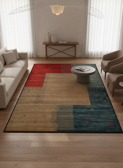 Arte VN017 Modern Desenli Geometrik Figürlü Renkli Dekoratif Şönil Halı