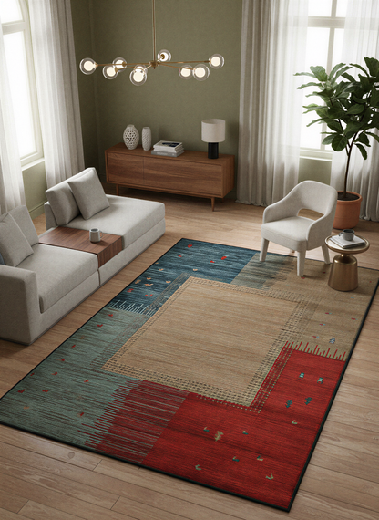 Arte VN017 Modern Desenli Geometrik Figürlü Renkli Dekoratif Şönil Halı