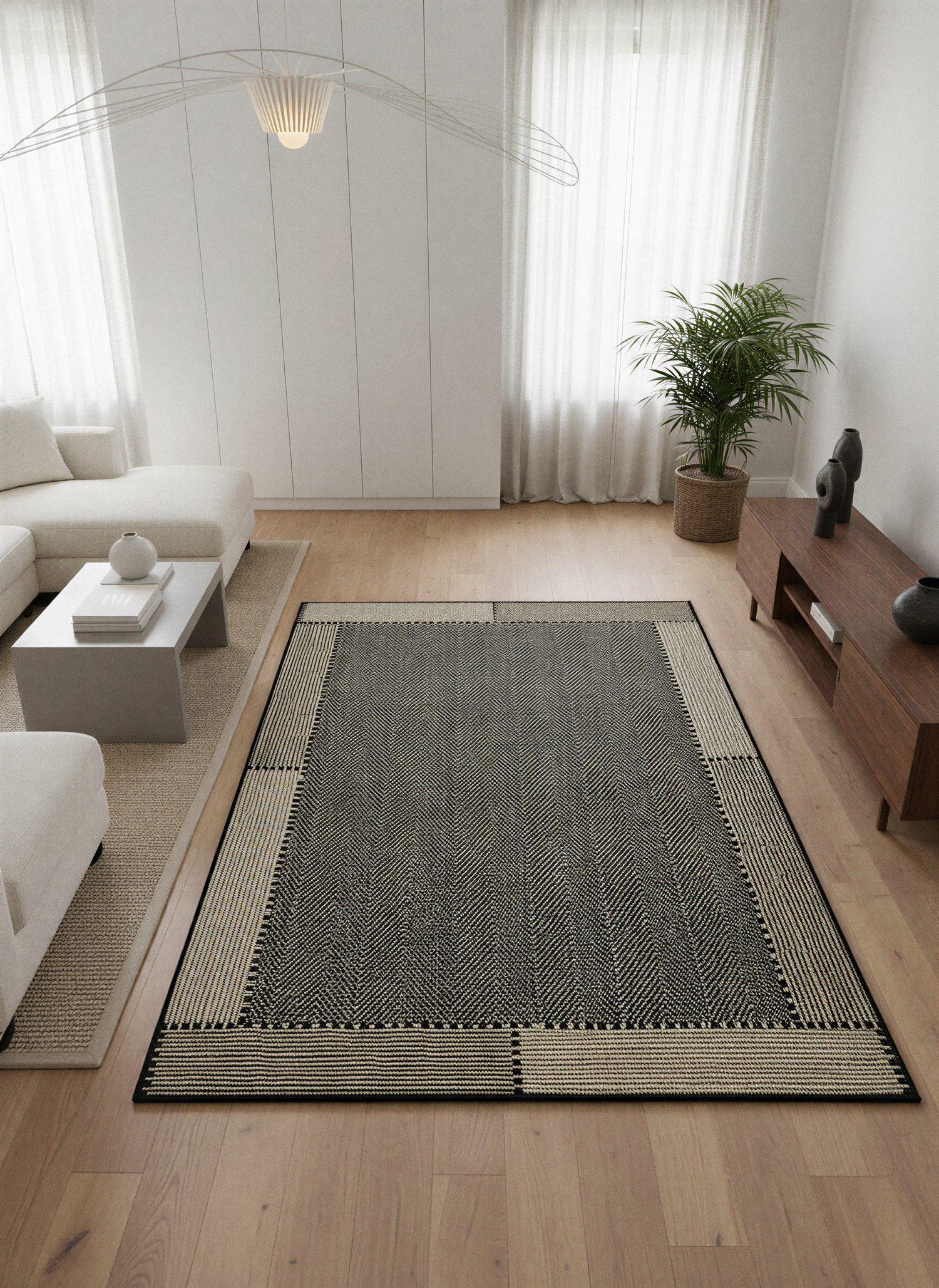 Arte VN018-1 Modern Balıksırtı Desenli Dekoratif Şönil Halı