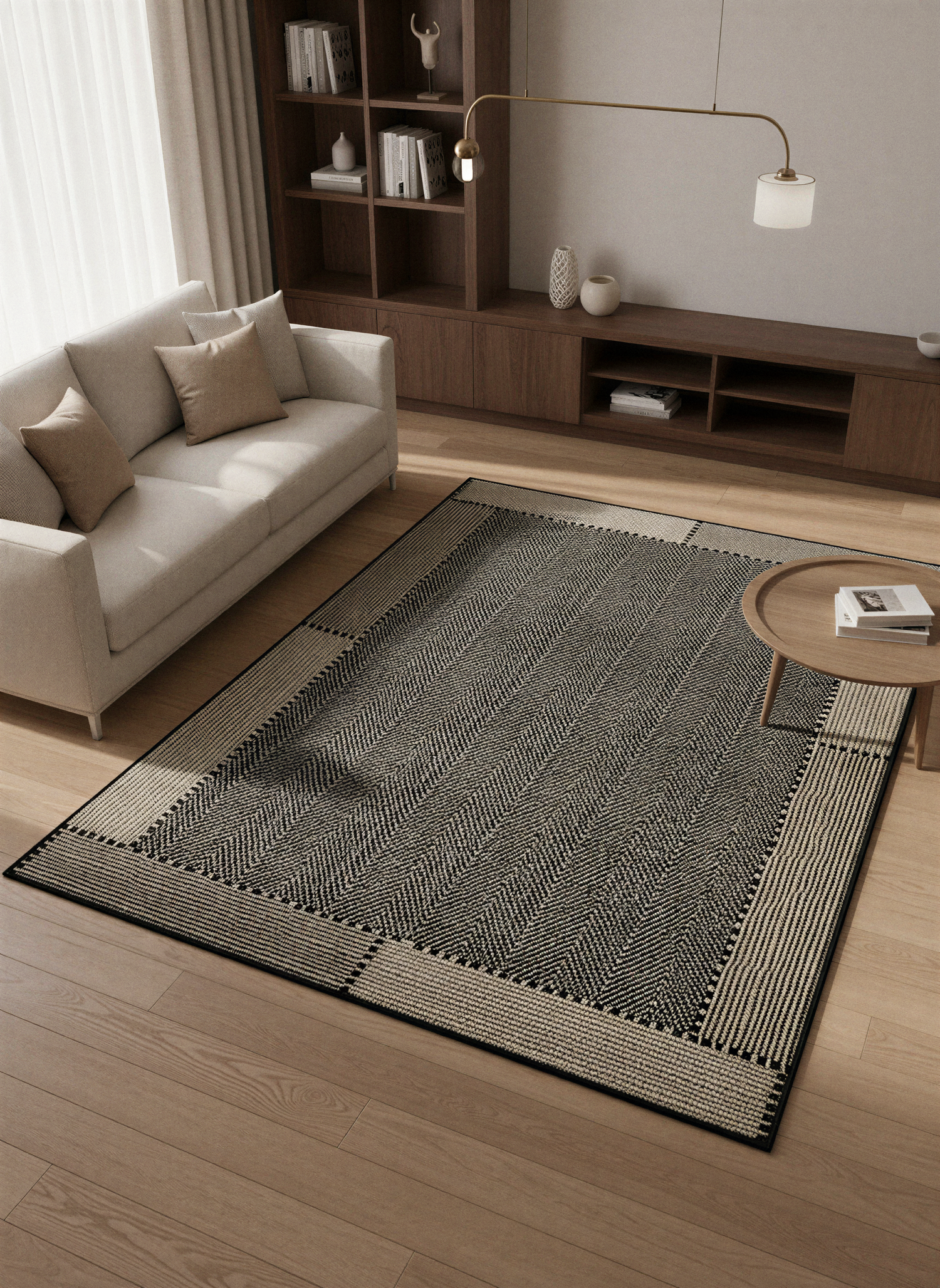 Arte VN018-1 Modern Balıksırtı Desenli Dekoratif Şönil Halı