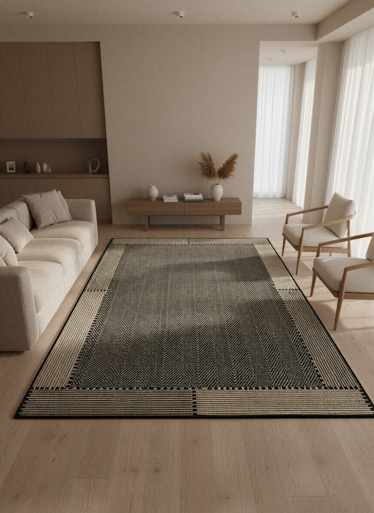 Arte VN018-1 Modern Balıksırtı Desenli Dekoratif Şönil Halı