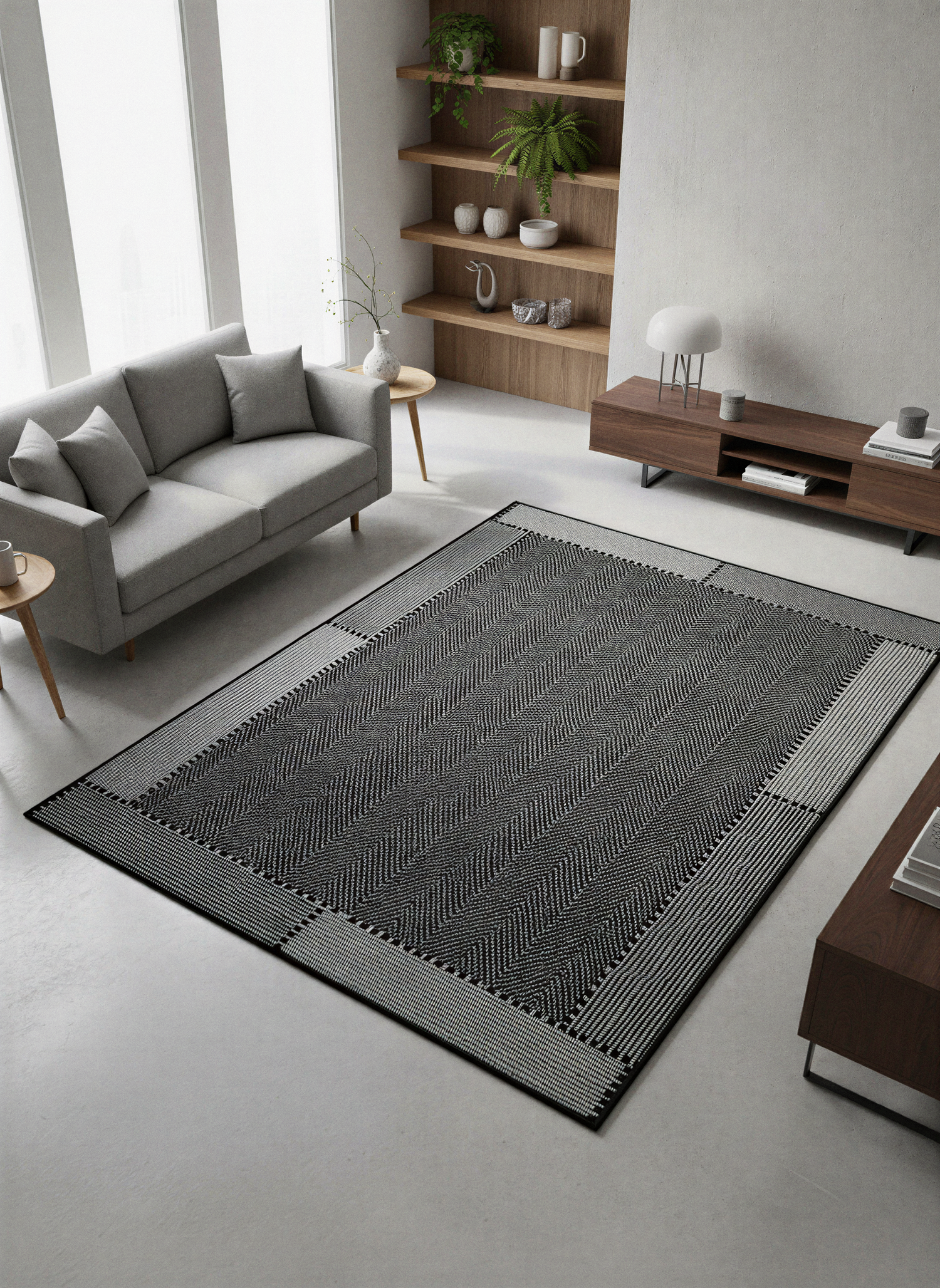 Arte VN018-2 Modern Balıksırtı Desenli Dekoratif Şönil Halı