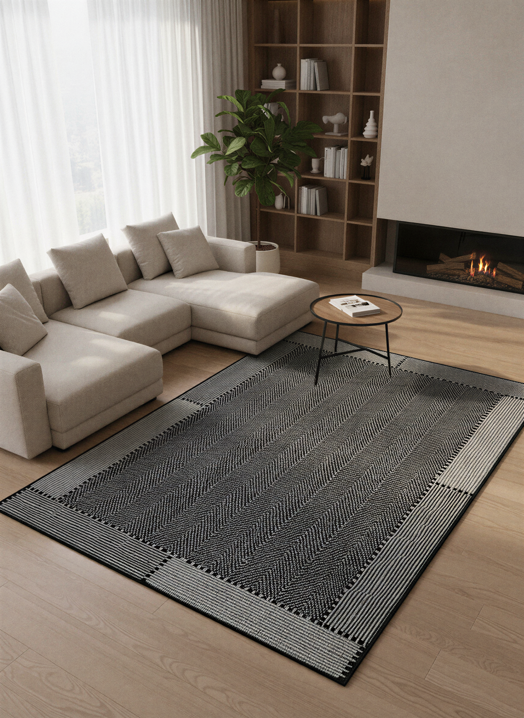 Arte VN018-2 Modern Balıksırtı Desenli Dekoratif Şönil Halı