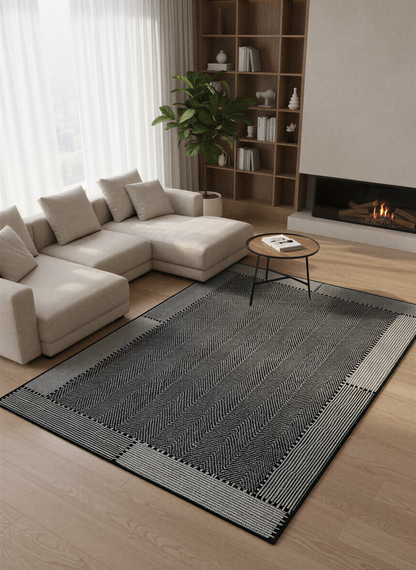 Arte VN018-2 Modern Balıksırtı Desenli Dekoratif Şönil Halı