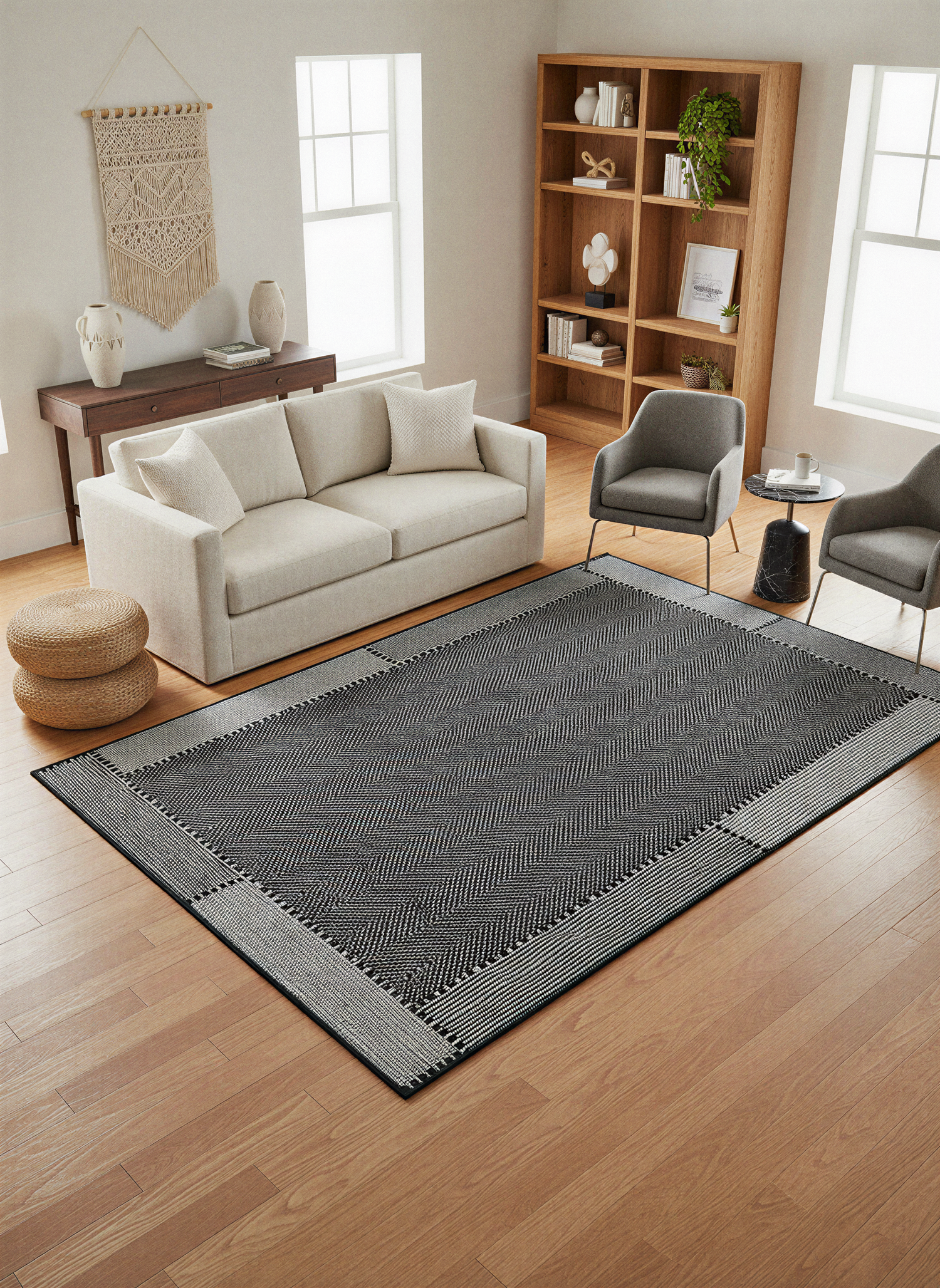 Arte VN018-2 Modern Balıksırtı Desenli Dekoratif Şönil Halı