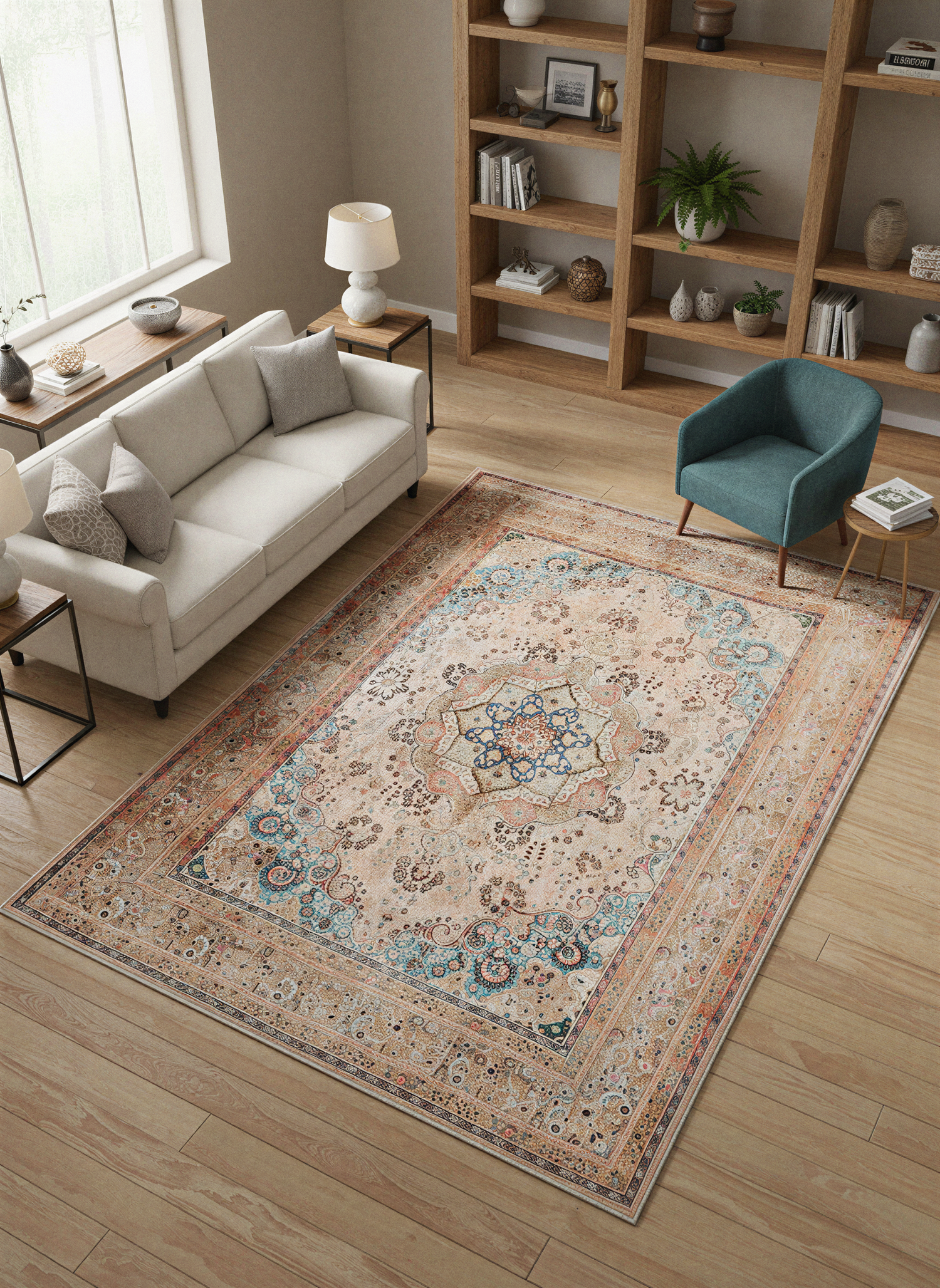 Arte VN019 Vintage Klasik Desenli Dekoratif Şönil Halı