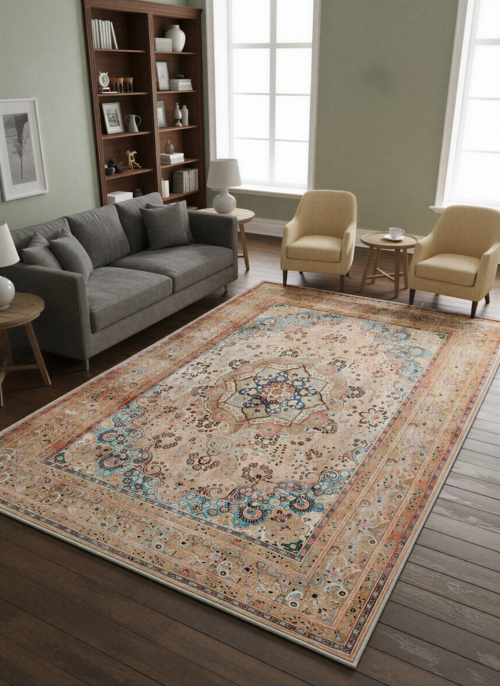 Arte VN019 Vintage Klasik Desenli Dekoratif Şönil Halı