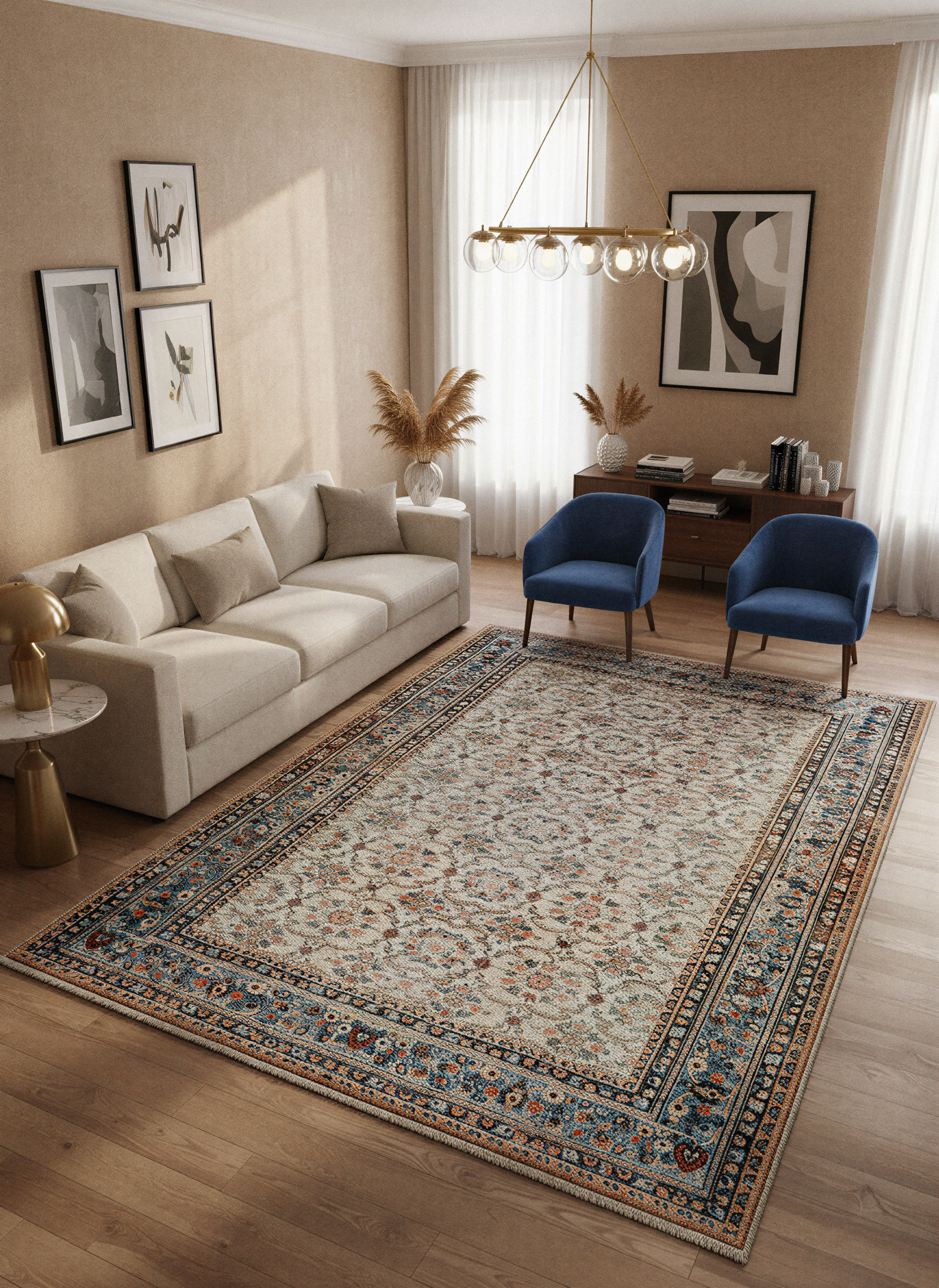 Arte VN020 Vintage Klasik Desenli Dekoratif Şönil Halı