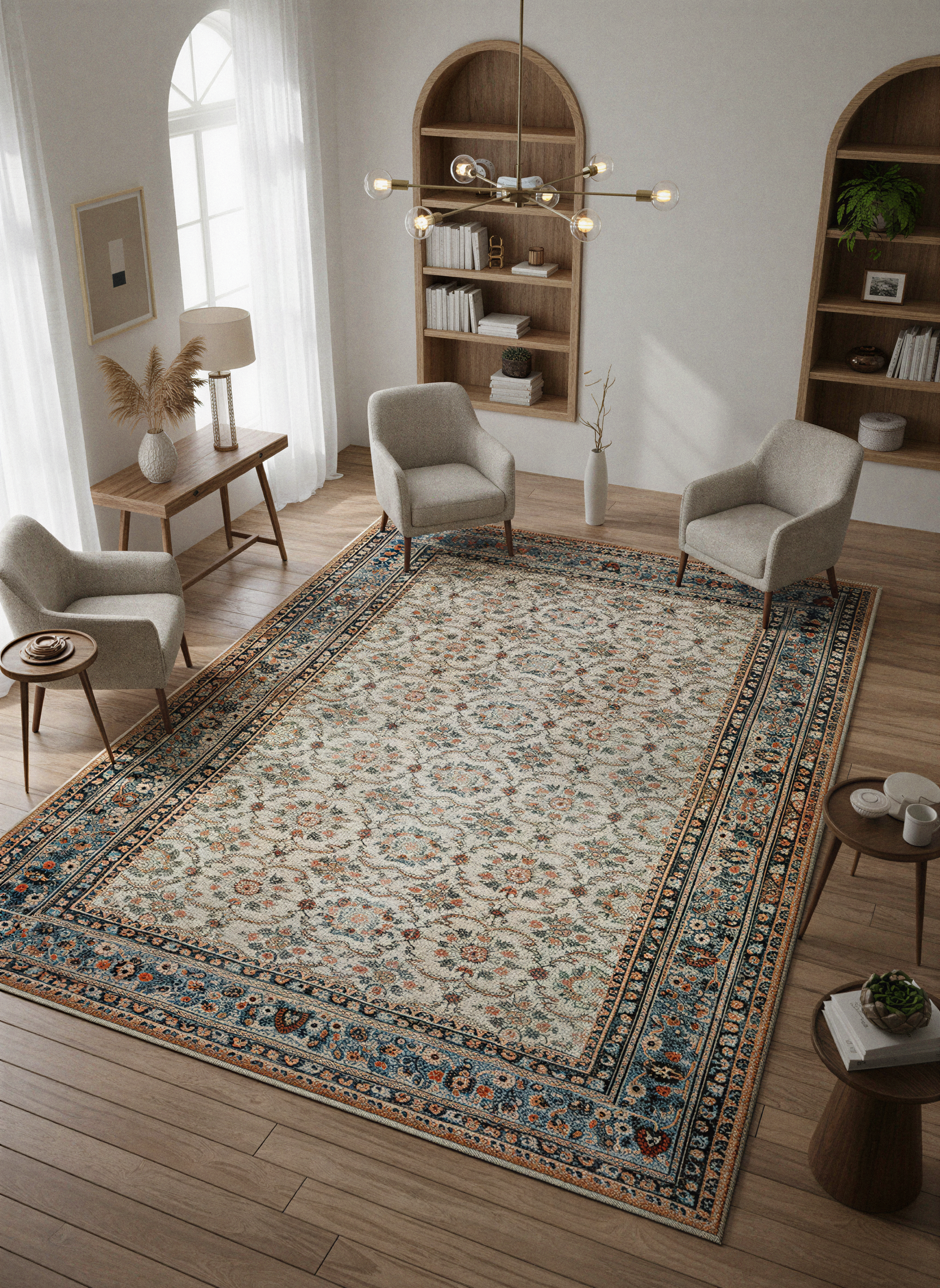 Arte VN020 Vintage Klasik Desenli Dekoratif Şönil Halı