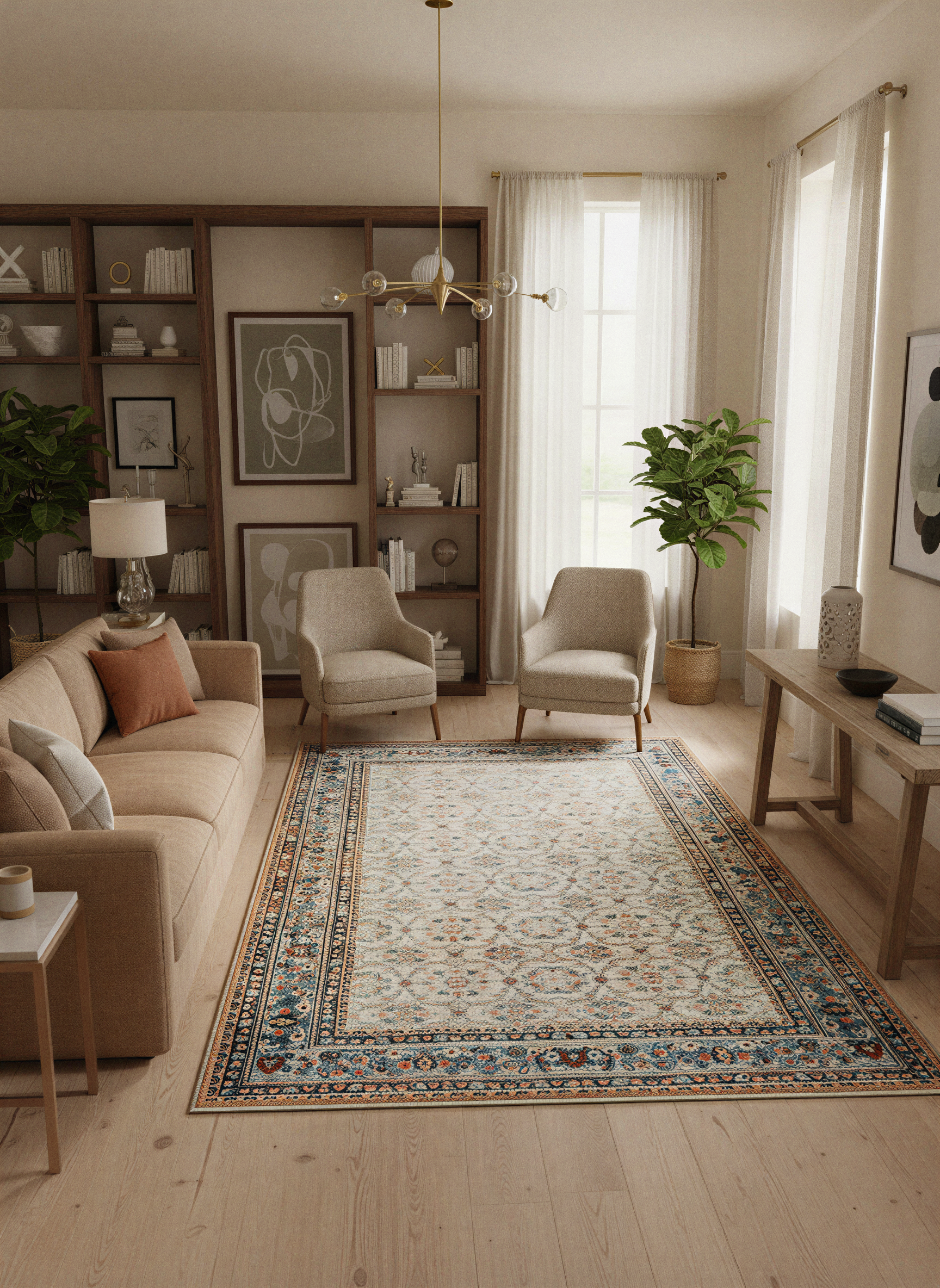 Arte VN020 Vintage Klasik Desenli Dekoratif Şönil Halı