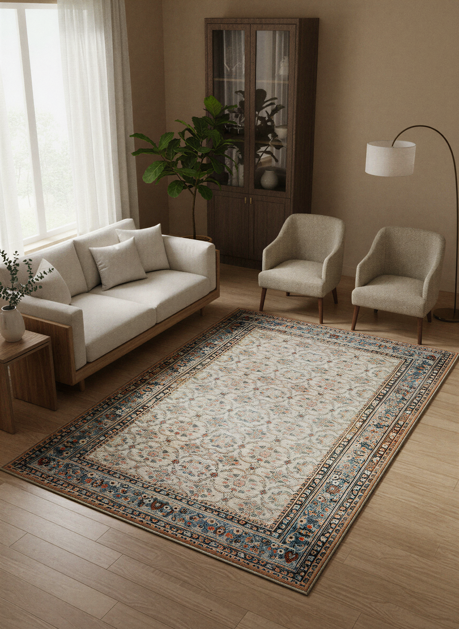 Arte VN020 Vintage Klasik Desenli Dekoratif Şönil Halı