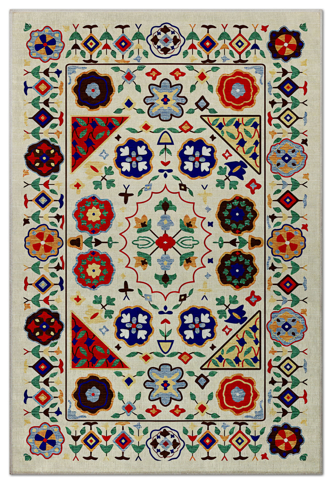 Arte VN021 Vintage Çiçek Figürlü Dekoratif Şönil Halı