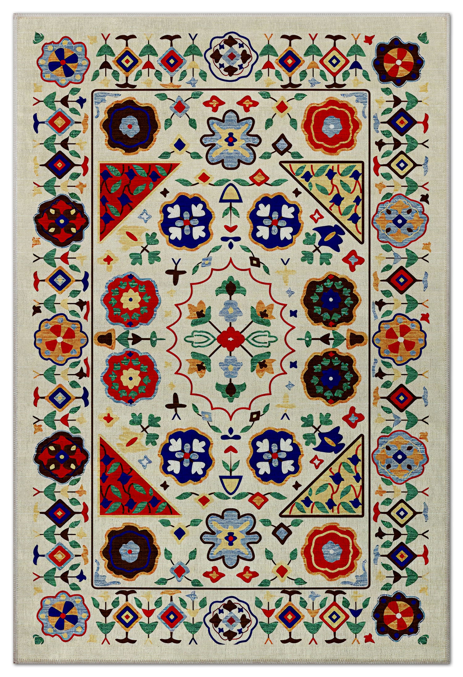 Arte VN021 Vintage Çiçek Figürlü Dekoratif Şönil Halı