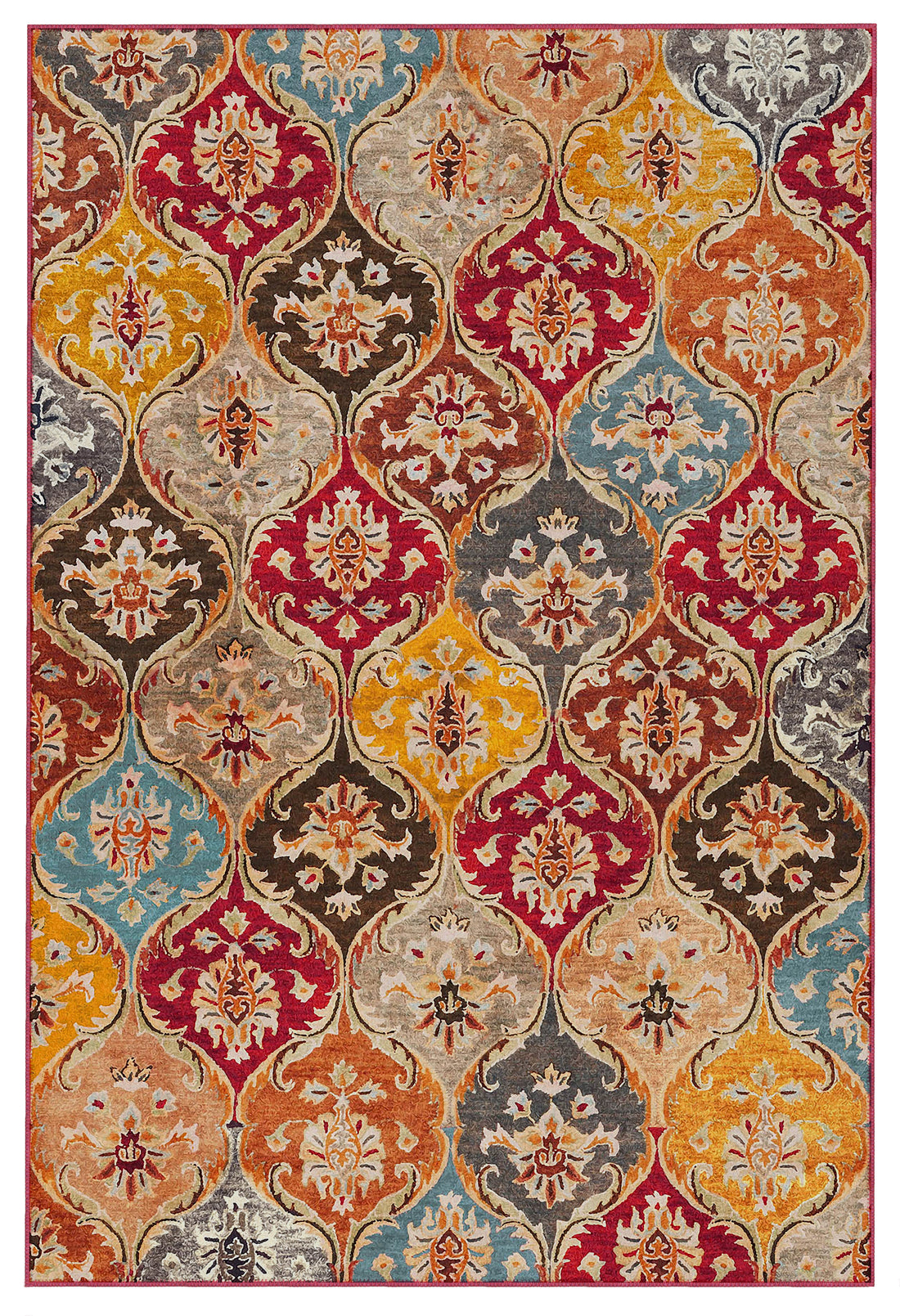 Arte VN022 Vintage Çiçek Figürlü Renkli Dekoratif Şönil Halı