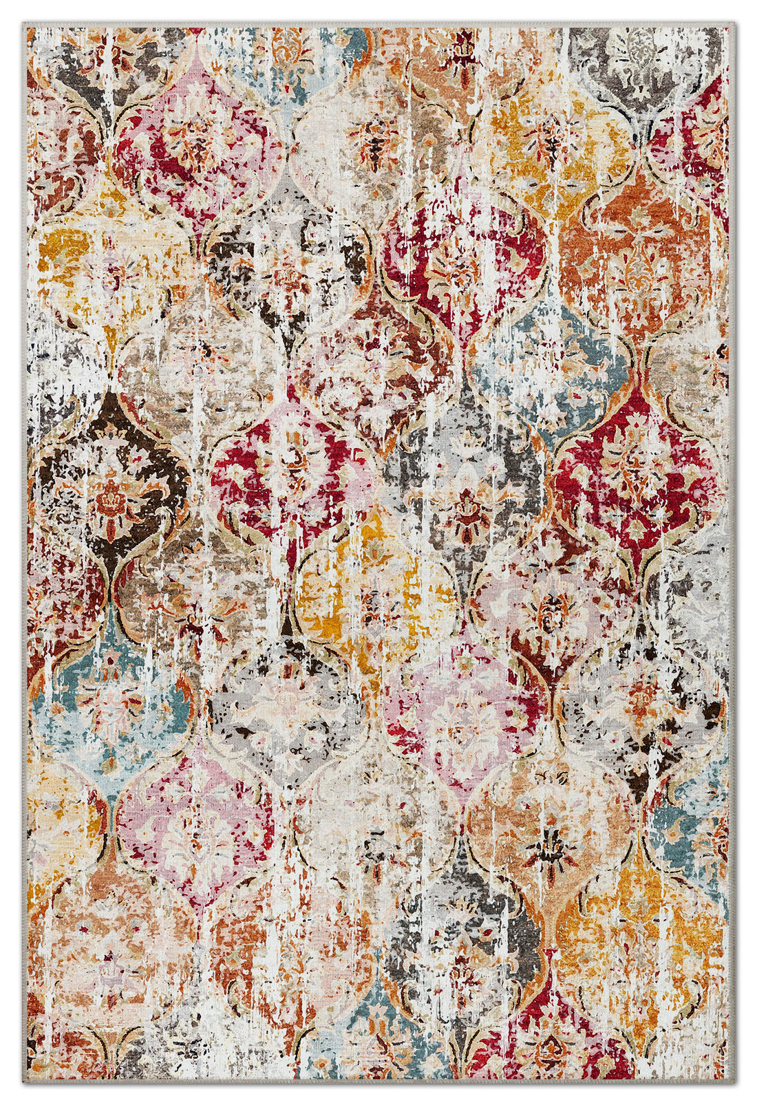 Arte VN023-2 Vintage Çiçek Figürlü Renkli Dekoratif Şönil Halı