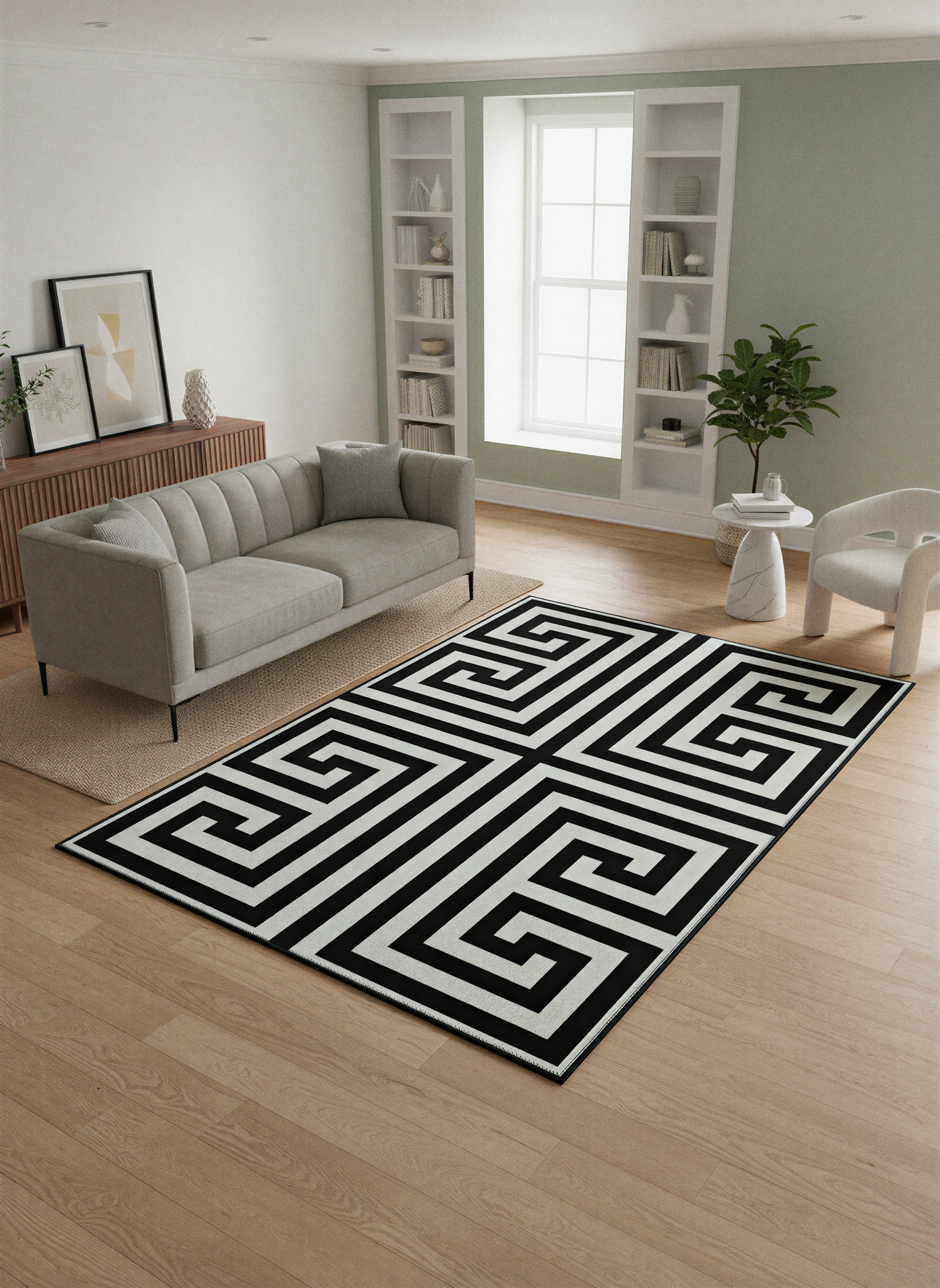 Arte VN024 Modern Geometrik Labirent Desenli Dekoratif Şönil Halı