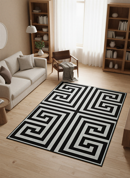 Arte VN024 Modern Geometrik Labirent Desenli Dekoratif Şönil Halı