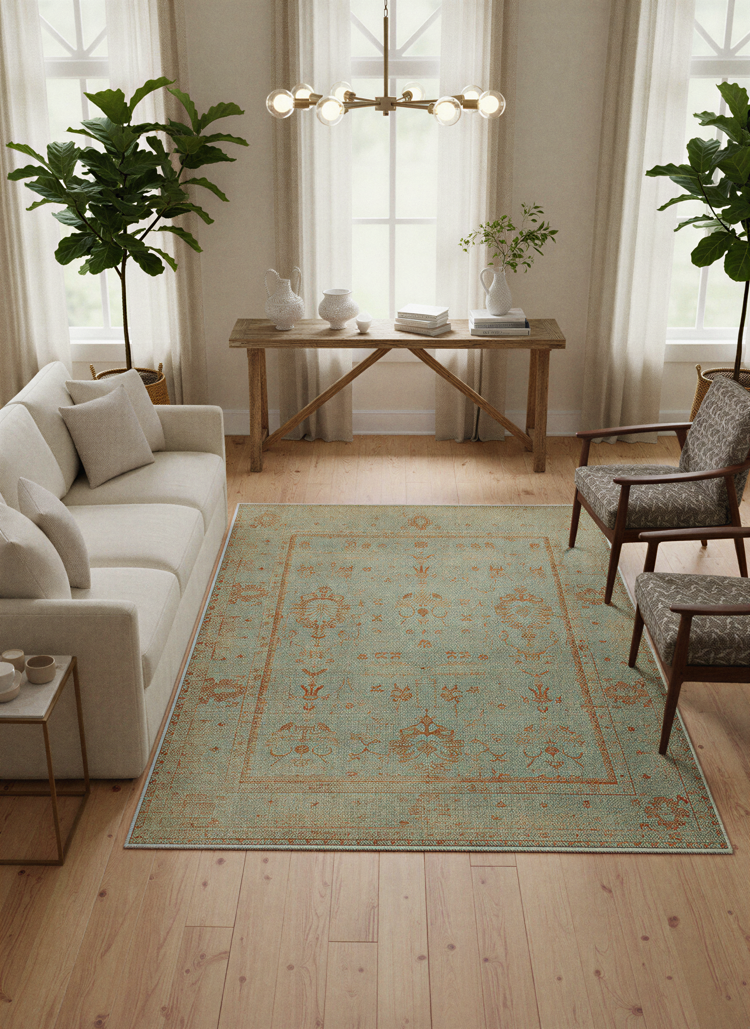 Arte VN025 Vintage Klasik Desenli Dekoratif Şönil Halı