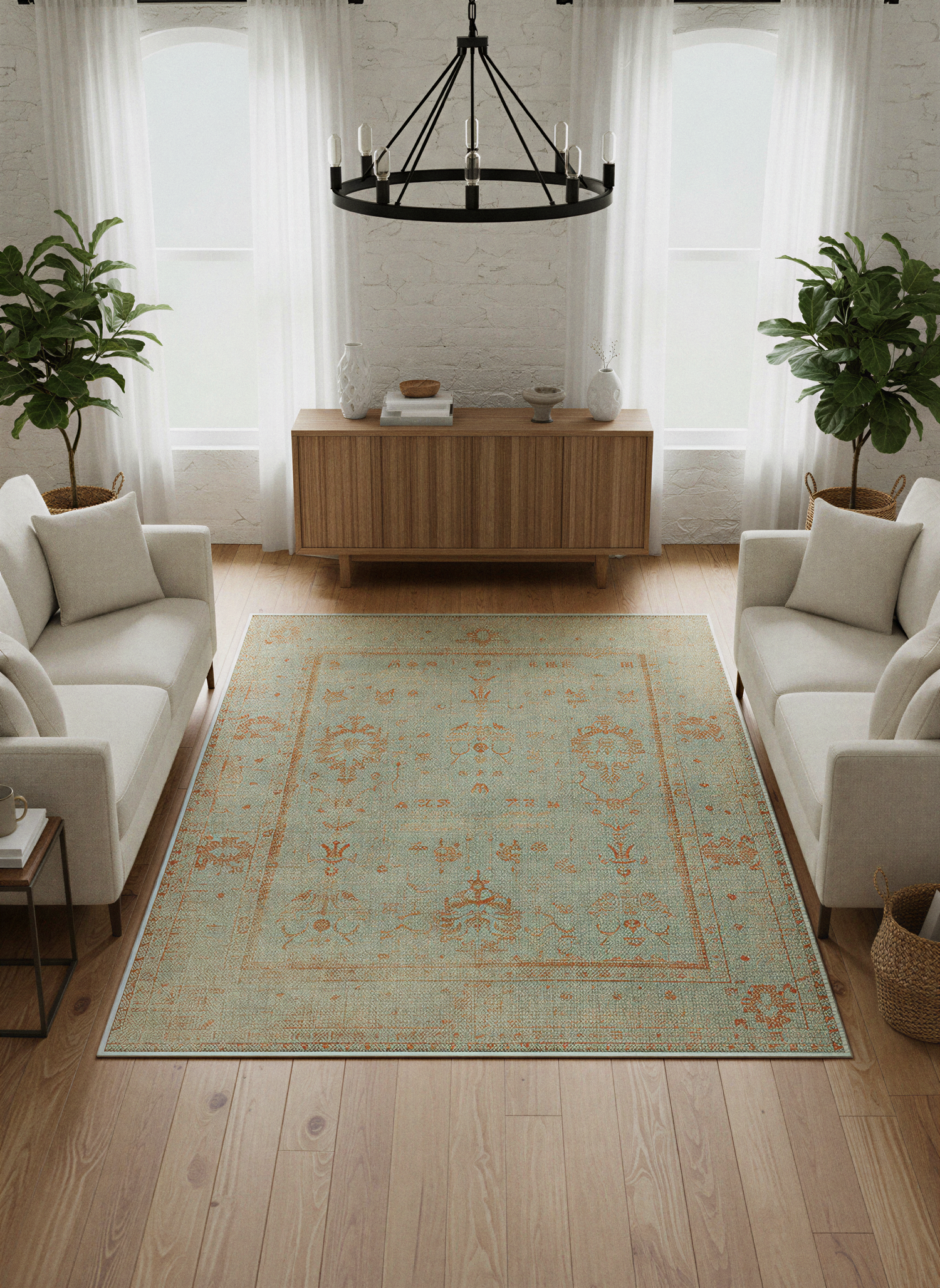 Arte VN025 Vintage Klasik Desenli Dekoratif Şönil Halı