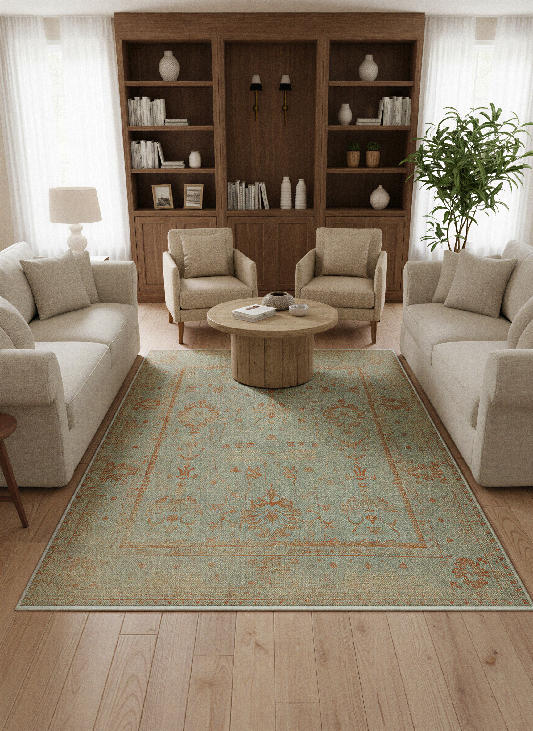 Arte VN025 Vintage Klasik Desenli Dekoratif Şönil Halı