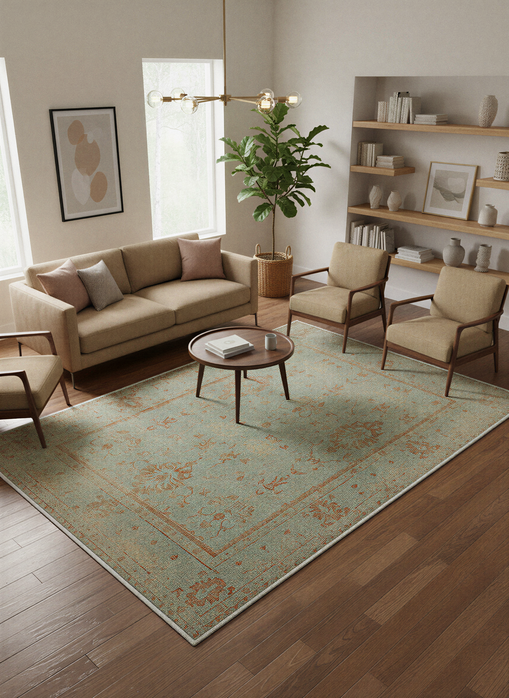 Arte VN025 Vintage Klasik Desenli Dekoratif Şönil Halı