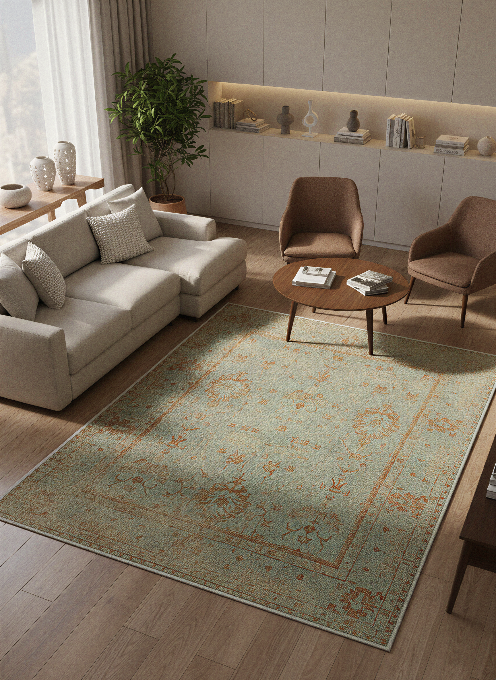 Arte VN025 Vintage Klasik Desenli Dekoratif Şönil Halı