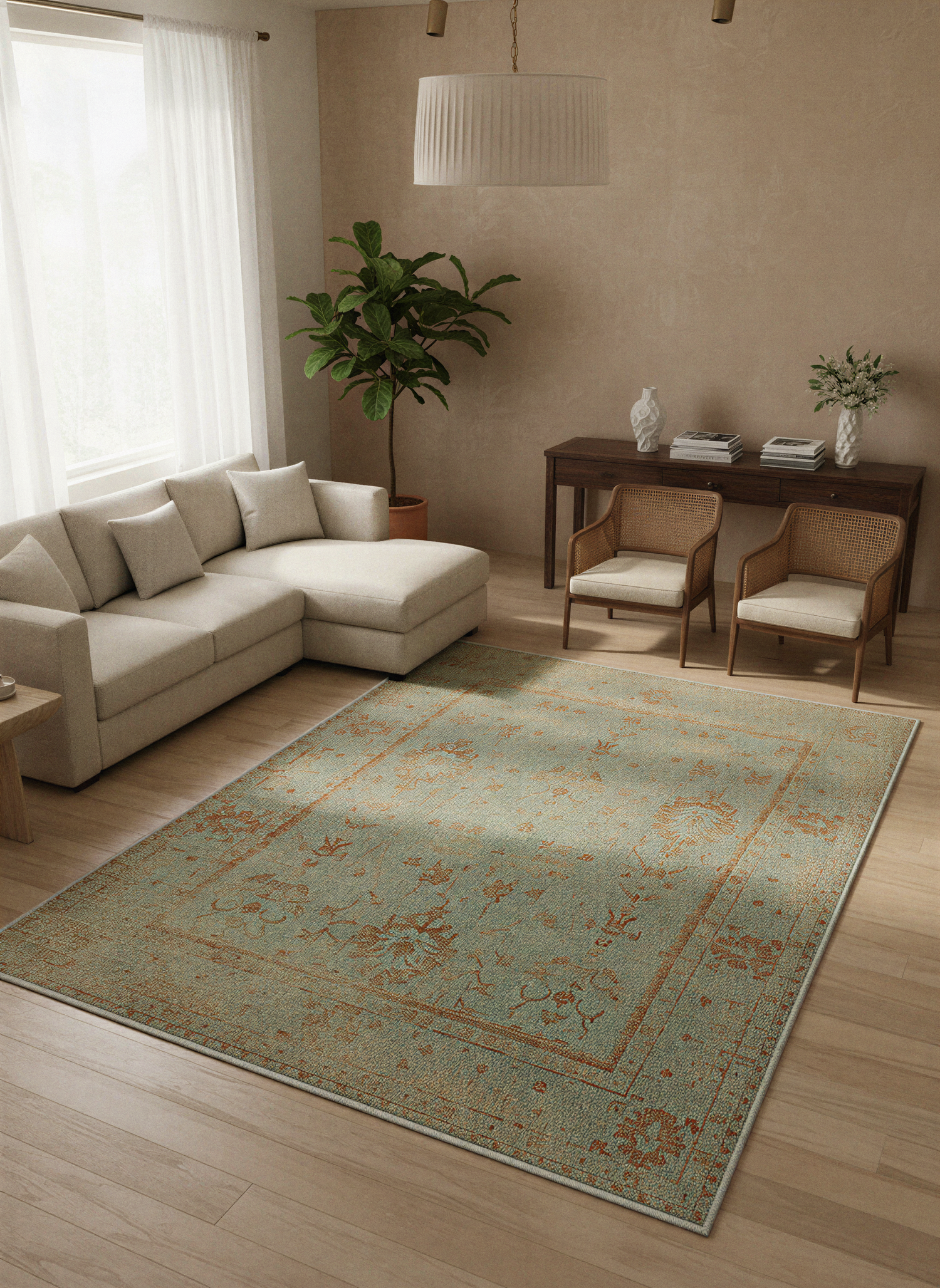 Arte VN025 Vintage Klasik Desenli Dekoratif Şönil Halı