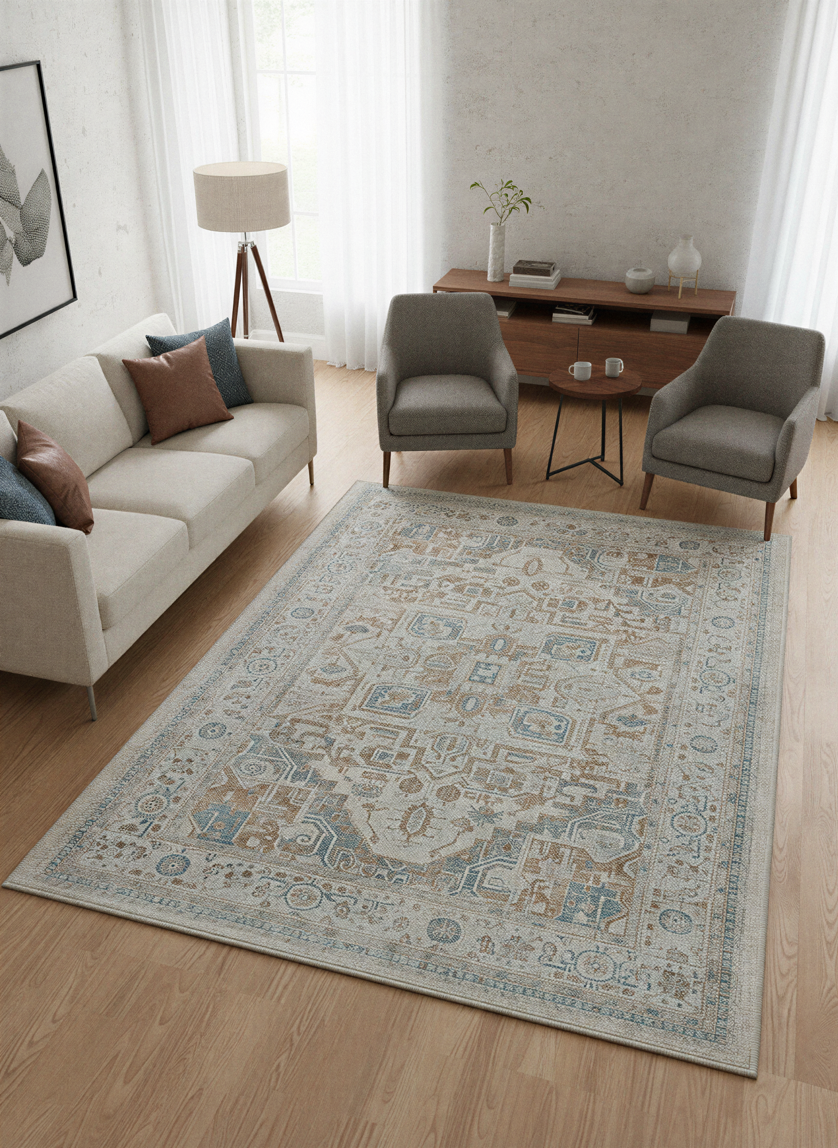 Arte VN026 Vintage Klasik Desenli Dekoratif Şönil Halı